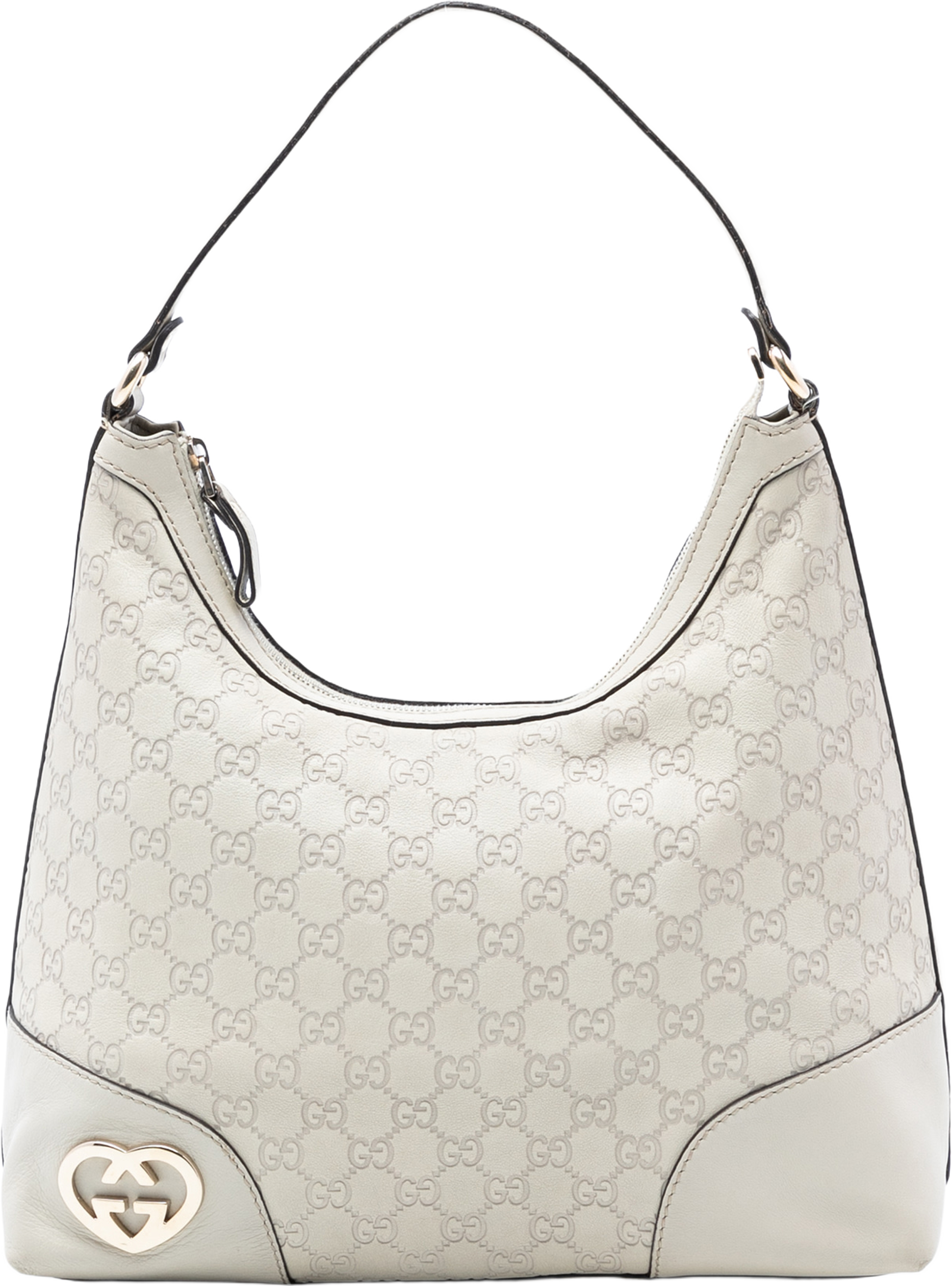 Gucci Guccissima Lovely Shoulder Bag, från Luxclusif, i färgen off white. Klicka för att öppna bilden i stort format