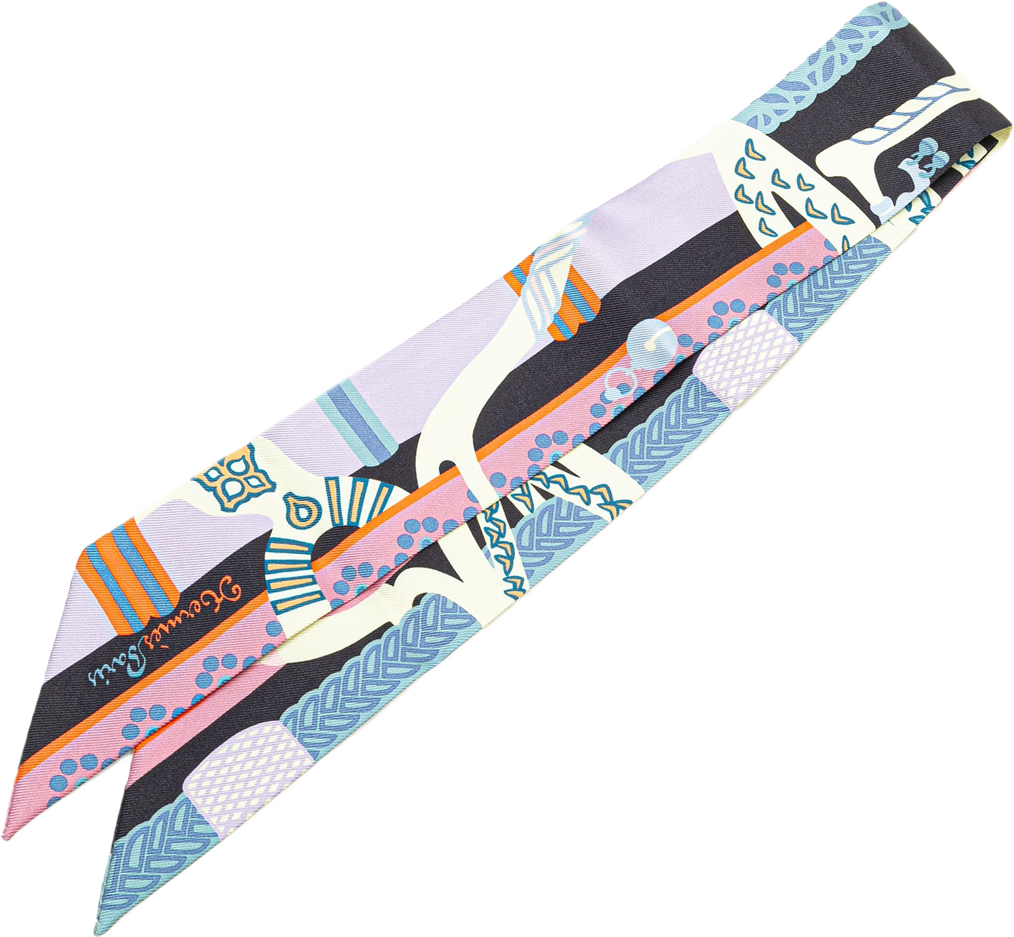 Hermès Fantaisie D Etriers Silk Twilly Scarf