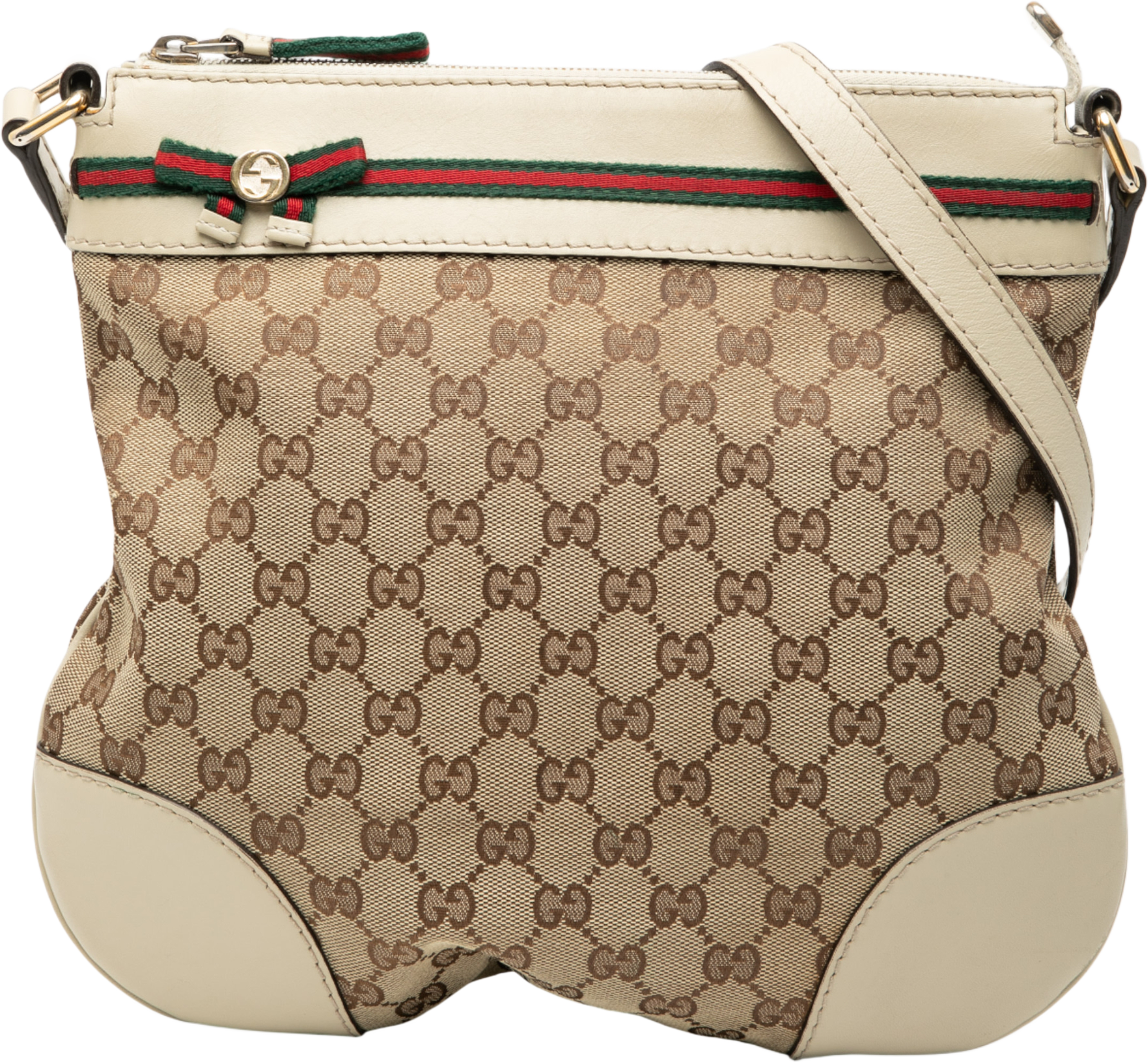 Gucci Gg Canvas Web Mayfair Crossbody, från Luxclusif, i färgen beige. Klicka för att öppna bilden i stort format