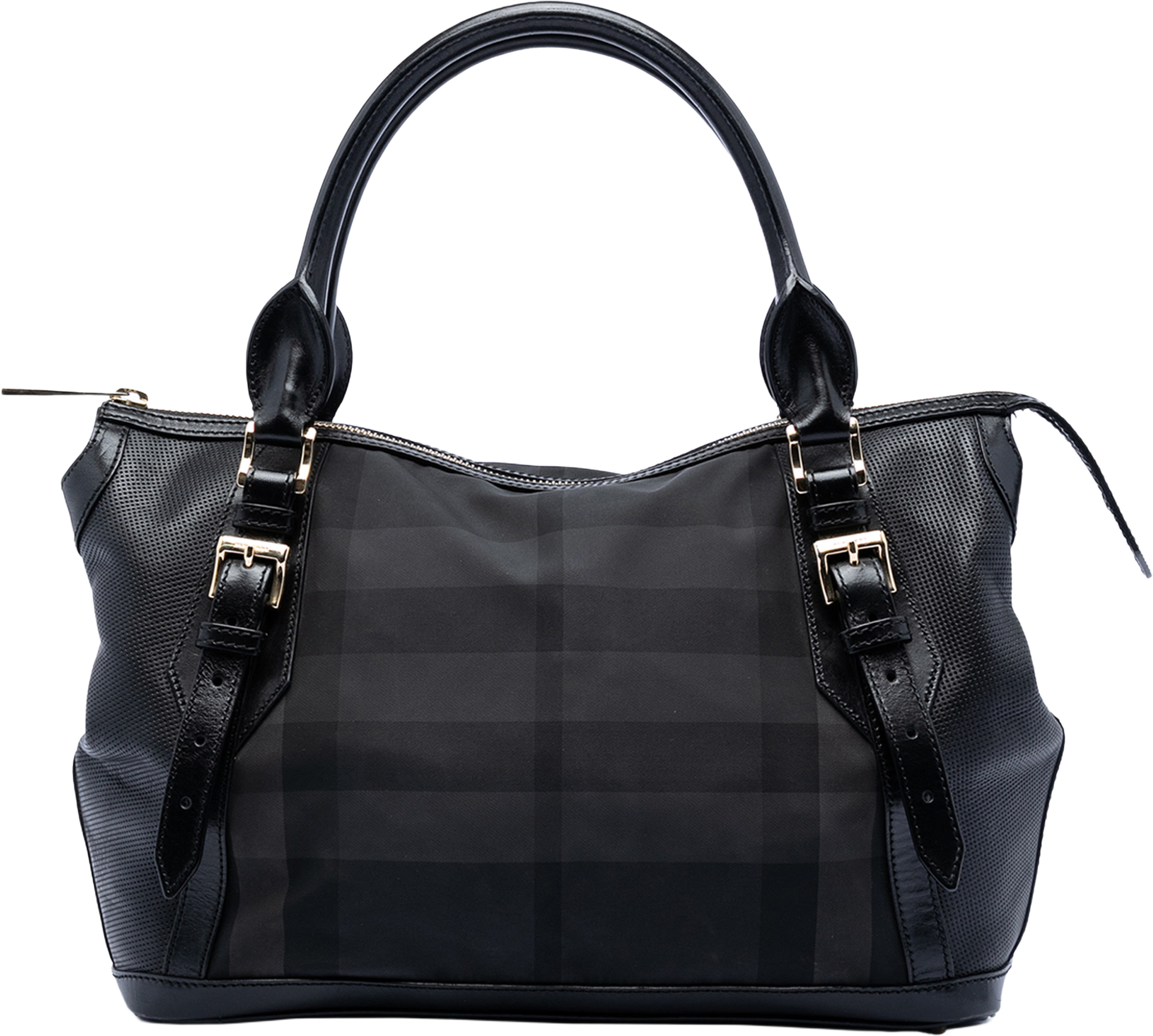 Burberry Beat Check Nylon Ellers Satchel, från Luxclusif, i färgen black. Klicka för att öppna bilden i stort format