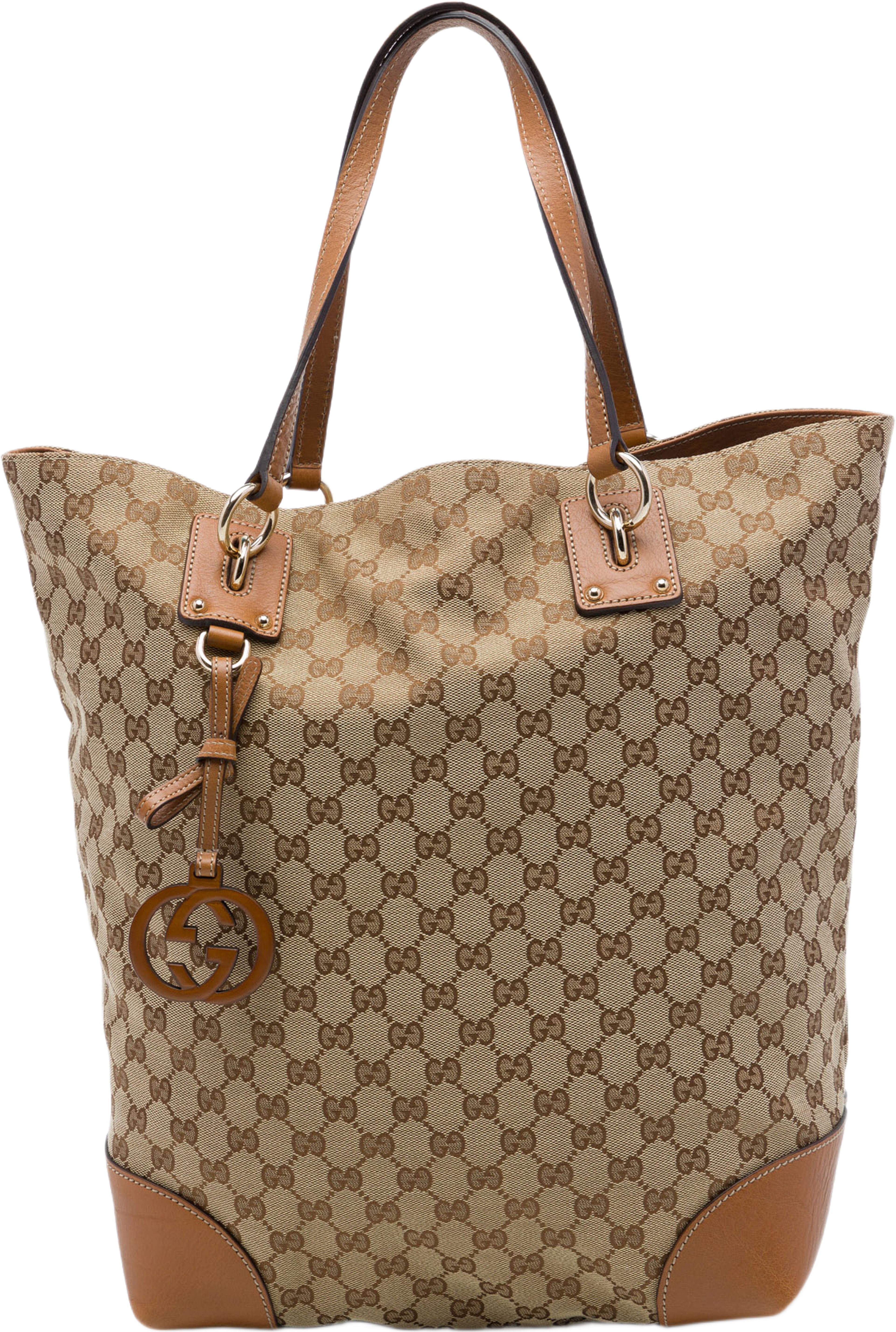 Gucci Large Gg Canvas Gg Charm Tote, från Luxclusif, i färgen beige. Klicka för att öppna bilden i stort format
