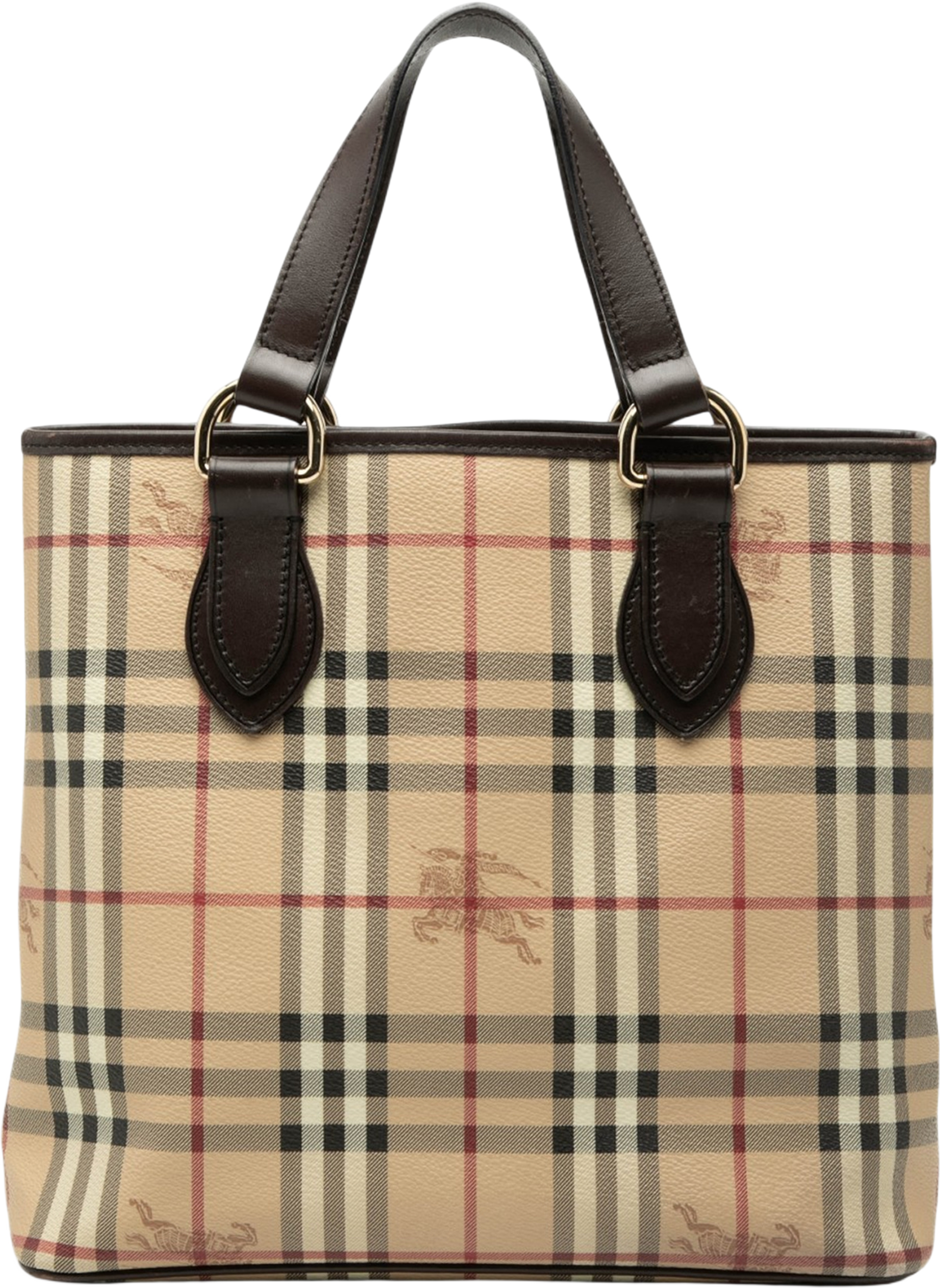 Burberry Haymarket Check Coated Canvas Tote, från Luxclusif, i färgen beige. Klicka för att öppna bilden i stort format