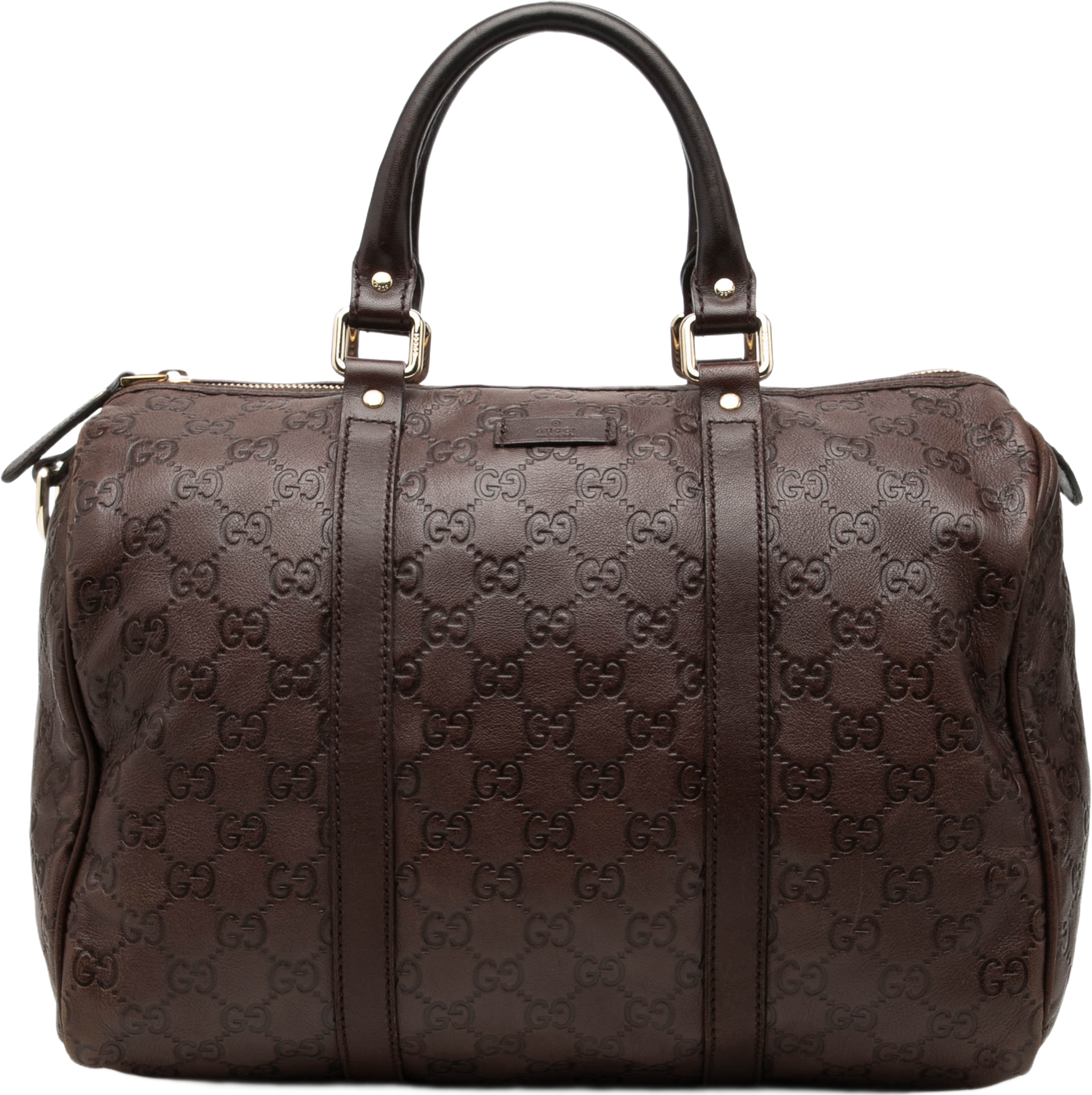 Gucci Medium Guccissima Joy Boston Bag, från Luxclusif, i färgen brun. Klicka för att öppna bilden i stort format