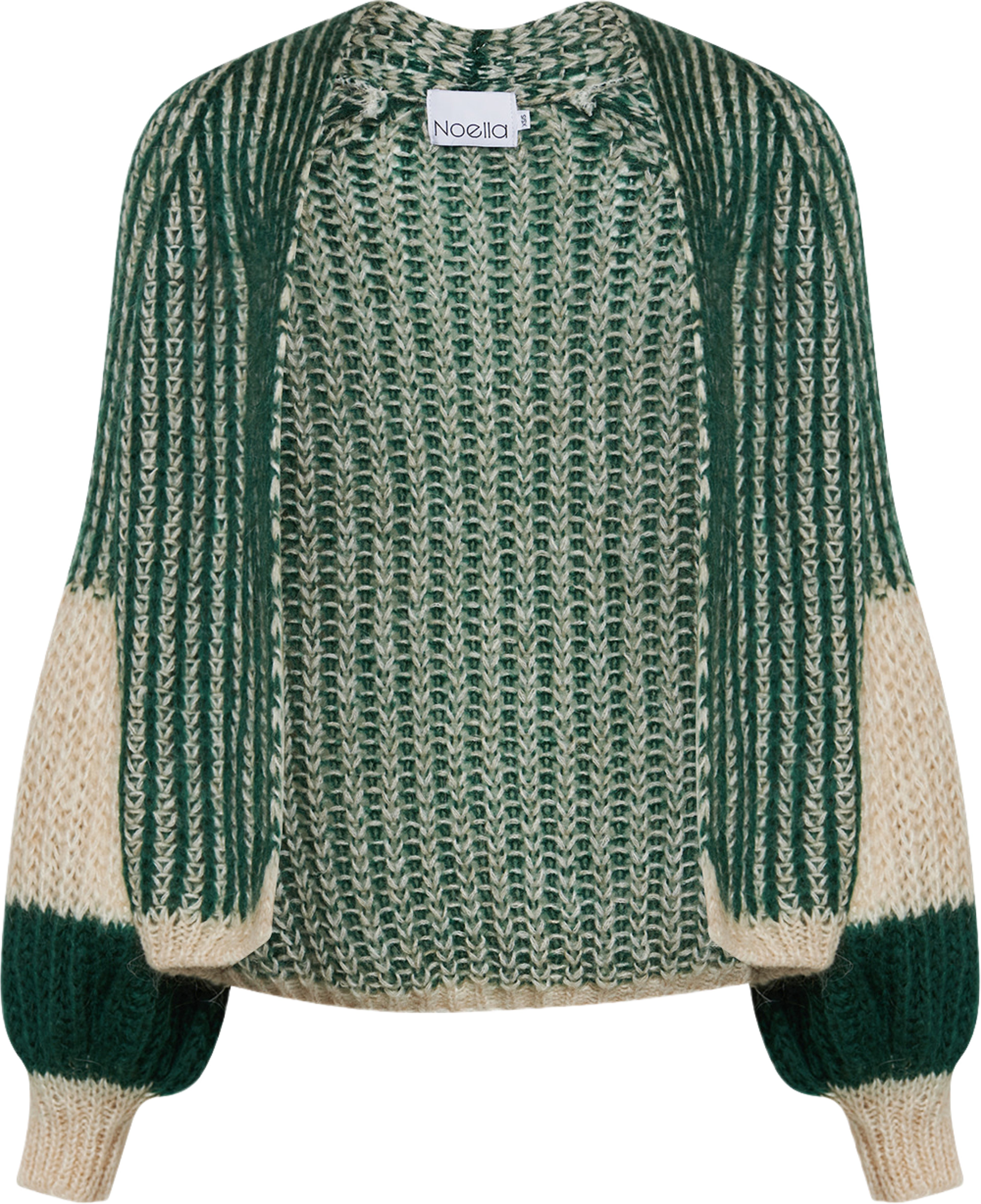 Liana Knit Cardigan - Beige/bottle Green