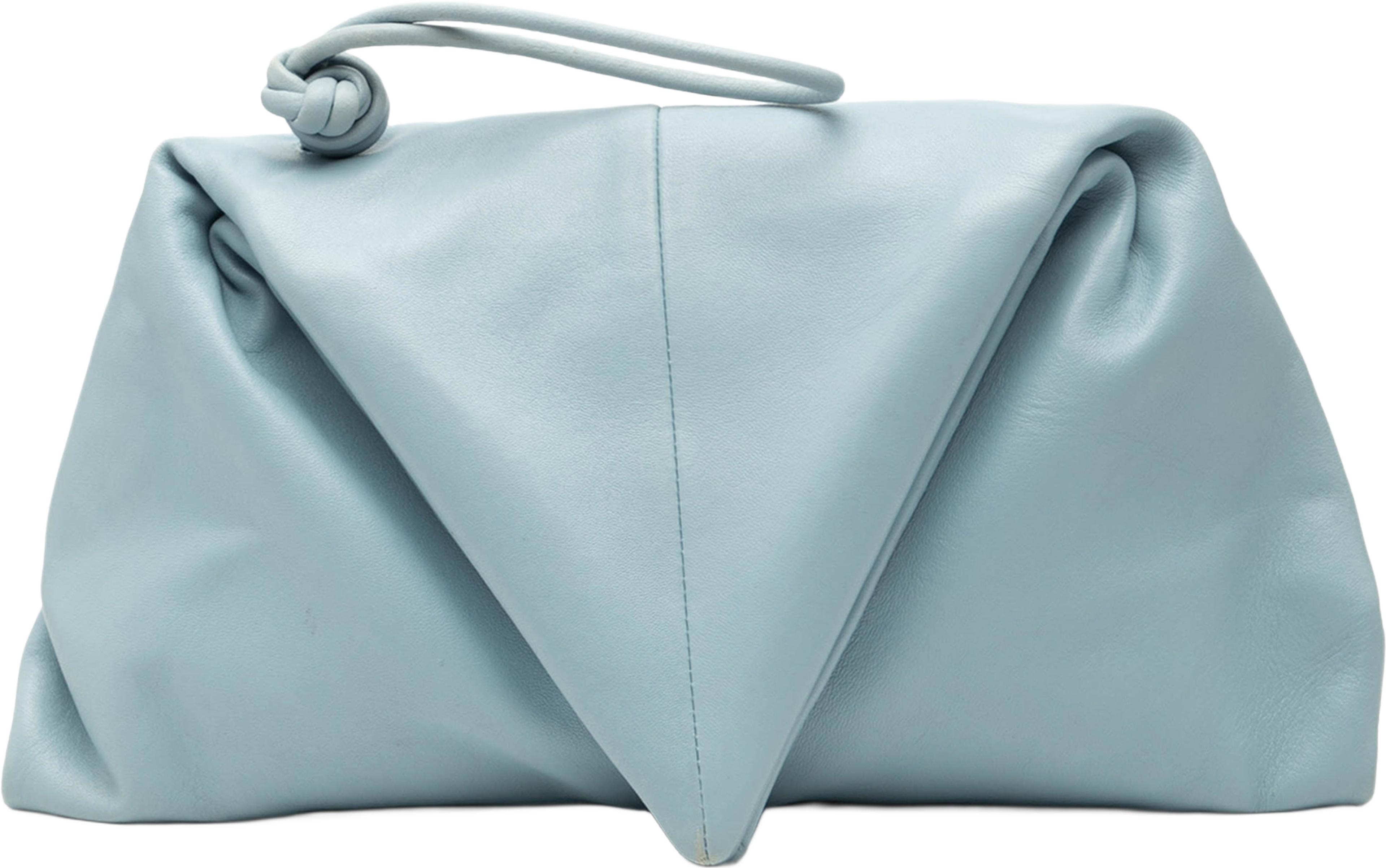Bottega Veneta Leather Bv Trine Angular Clutch, från Luxclusif, i färgen light blue. Klicka för att öppna bilden i stort format