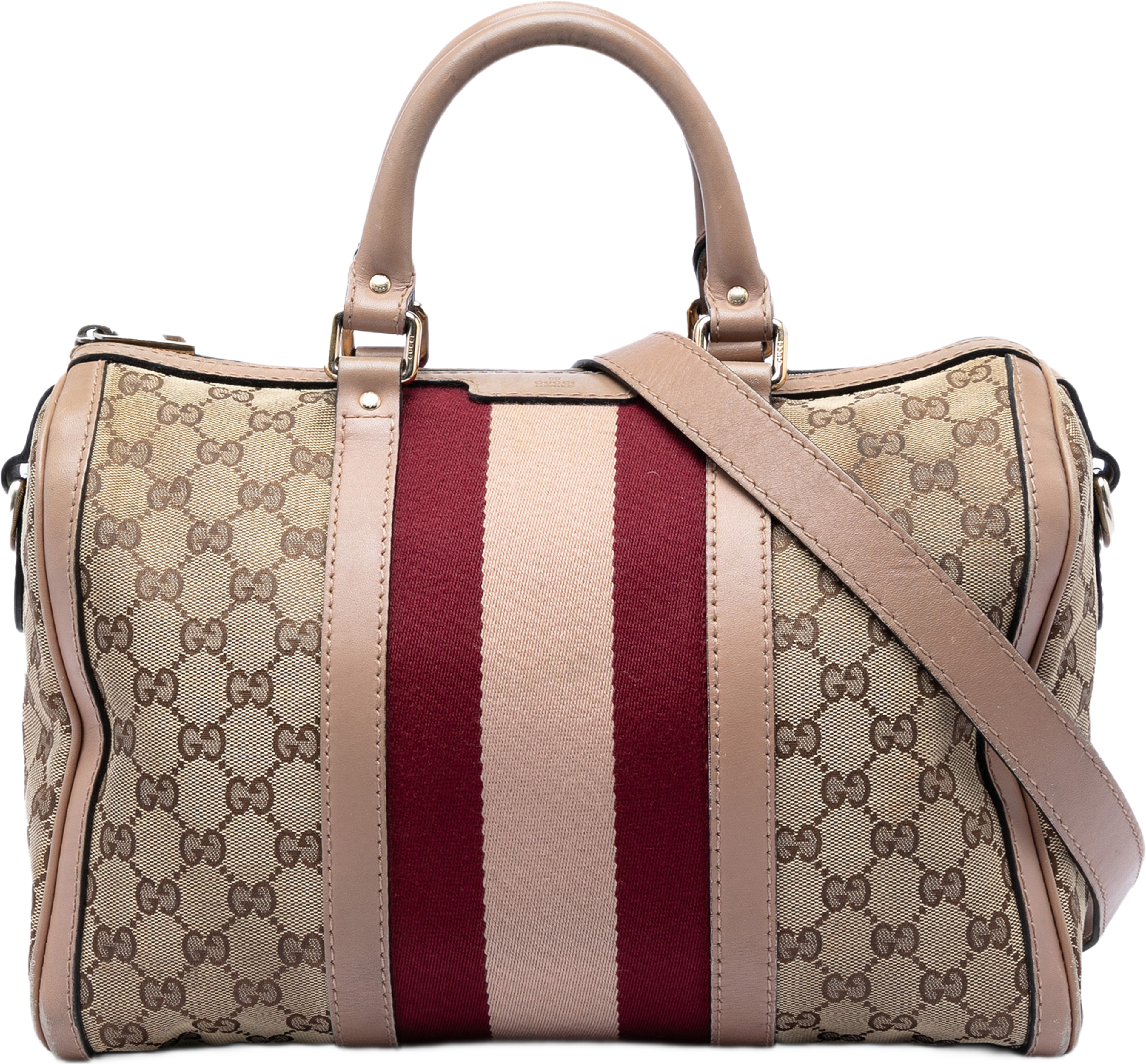 Gucci Medium Gg Canvas Web Joy Boston Bag, från Luxclusif, i färgen beige. Klicka för att öppna bilden i stort format
