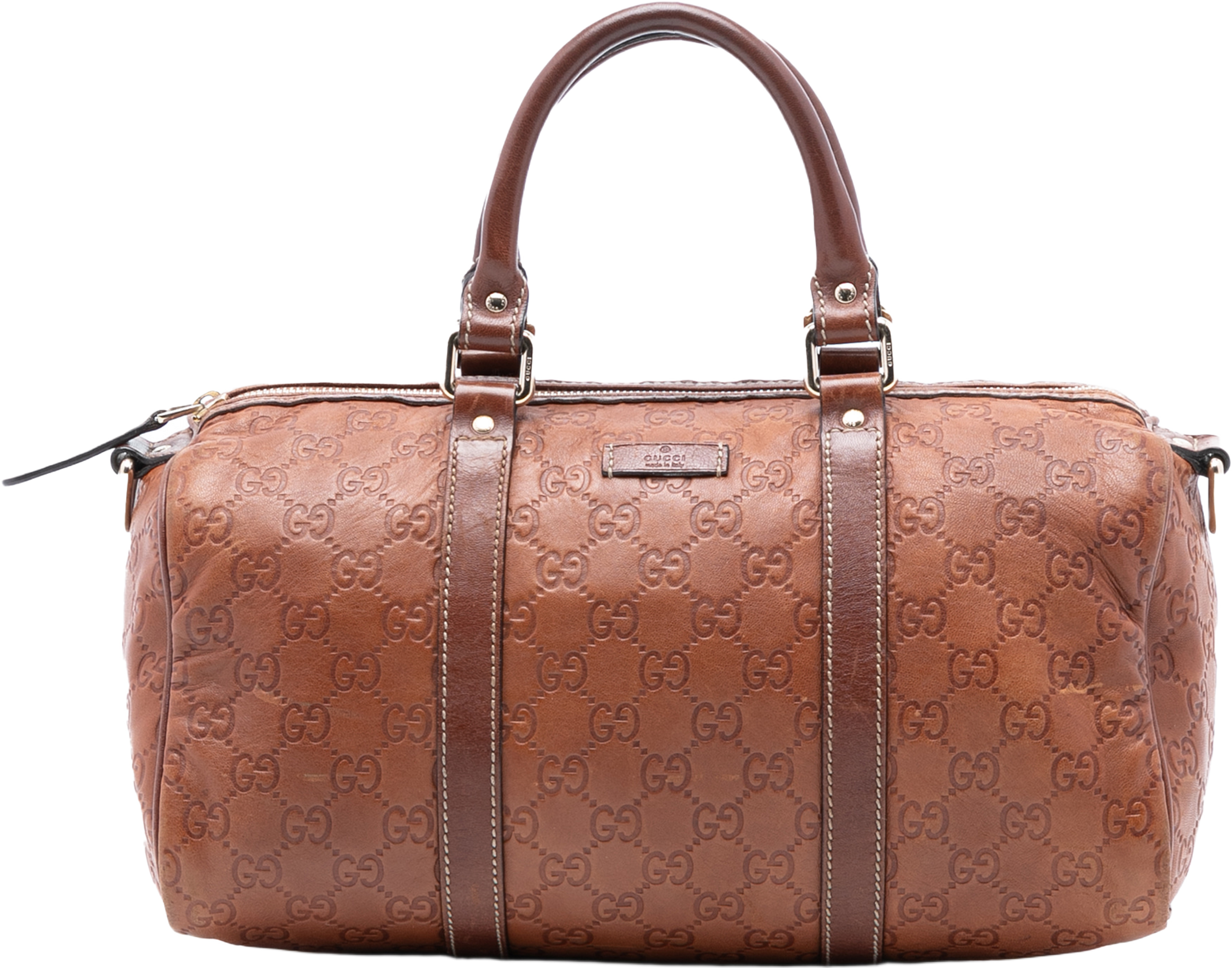 Gucci Guccissima Joy Boston Bag, från Luxclusif, i färgen brown. Klicka för att öppna bilden i stort format