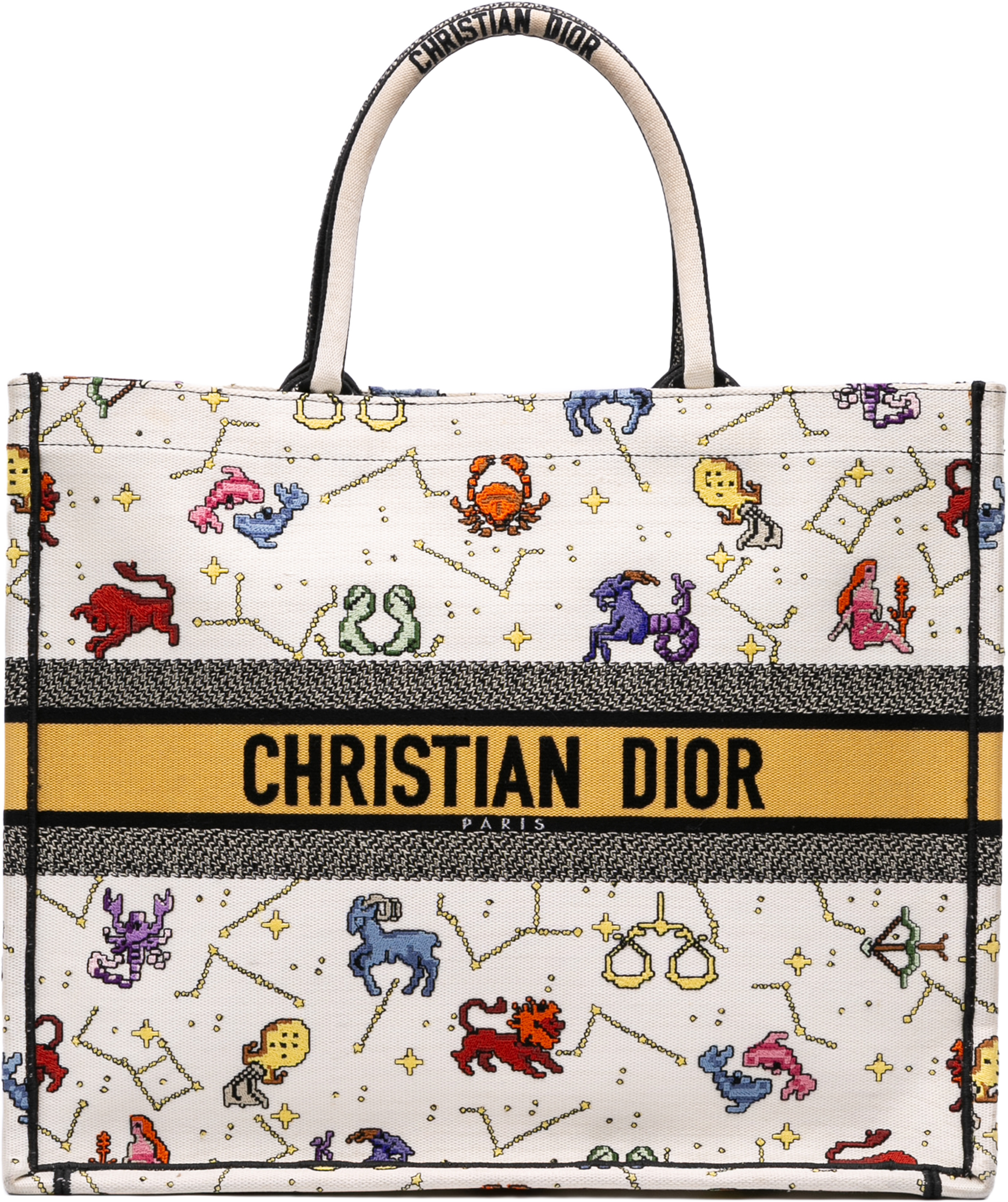 Dior Large Zodiac Pixel Zodiac Book Tote, från Luxclusif, i färgen white. Klicka för att öppna bilden i stort format