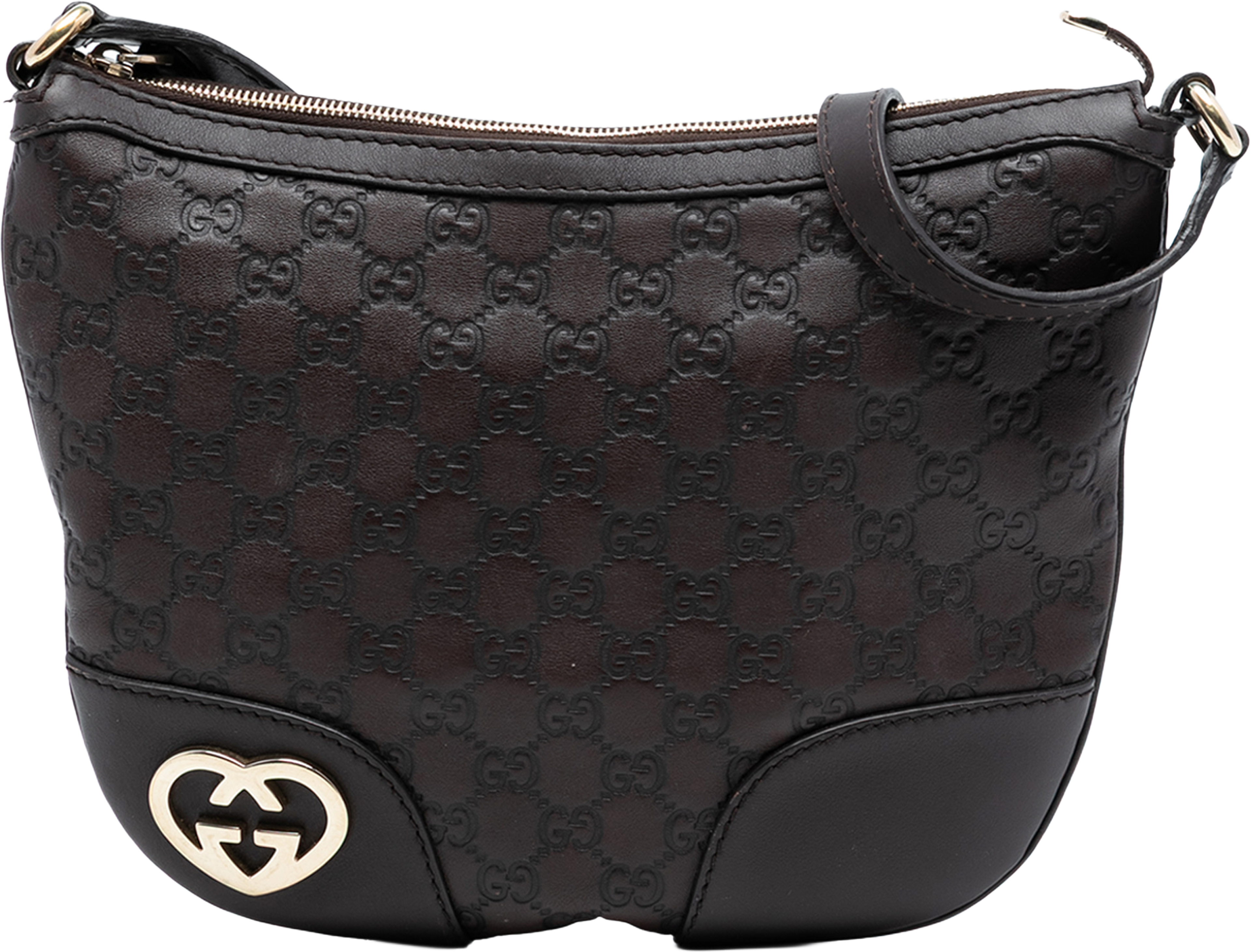 Gucci Guccissima Lovely Crossbody, från Luxclusif, i färgen dark brown. Klicka för att öppna bilden i stort format