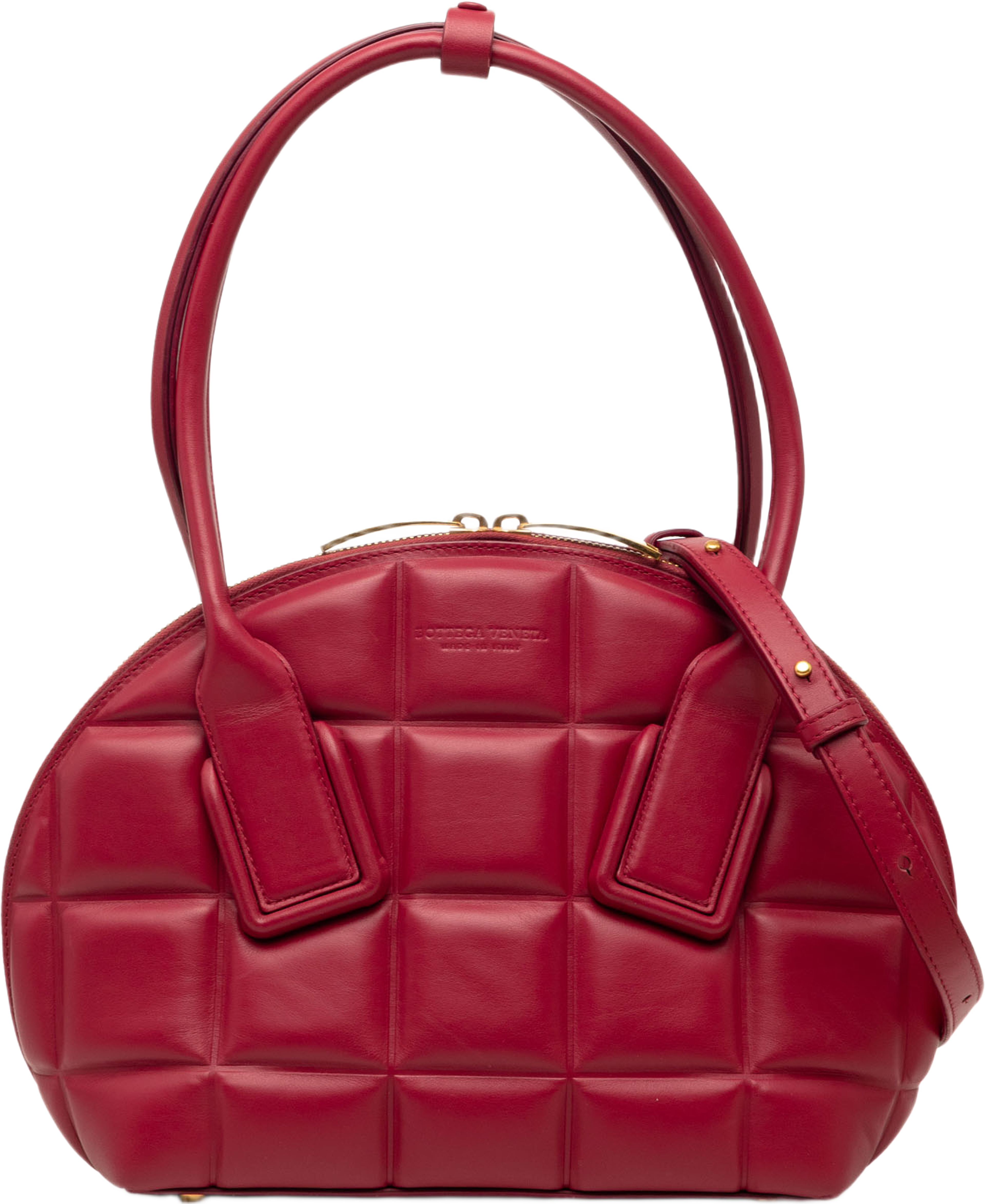 Bottega Veneta Small Leather Padded Bv Swoop Bag, från Luxclusif, i färgen röd. Klicka för att öppna bilden i stort format