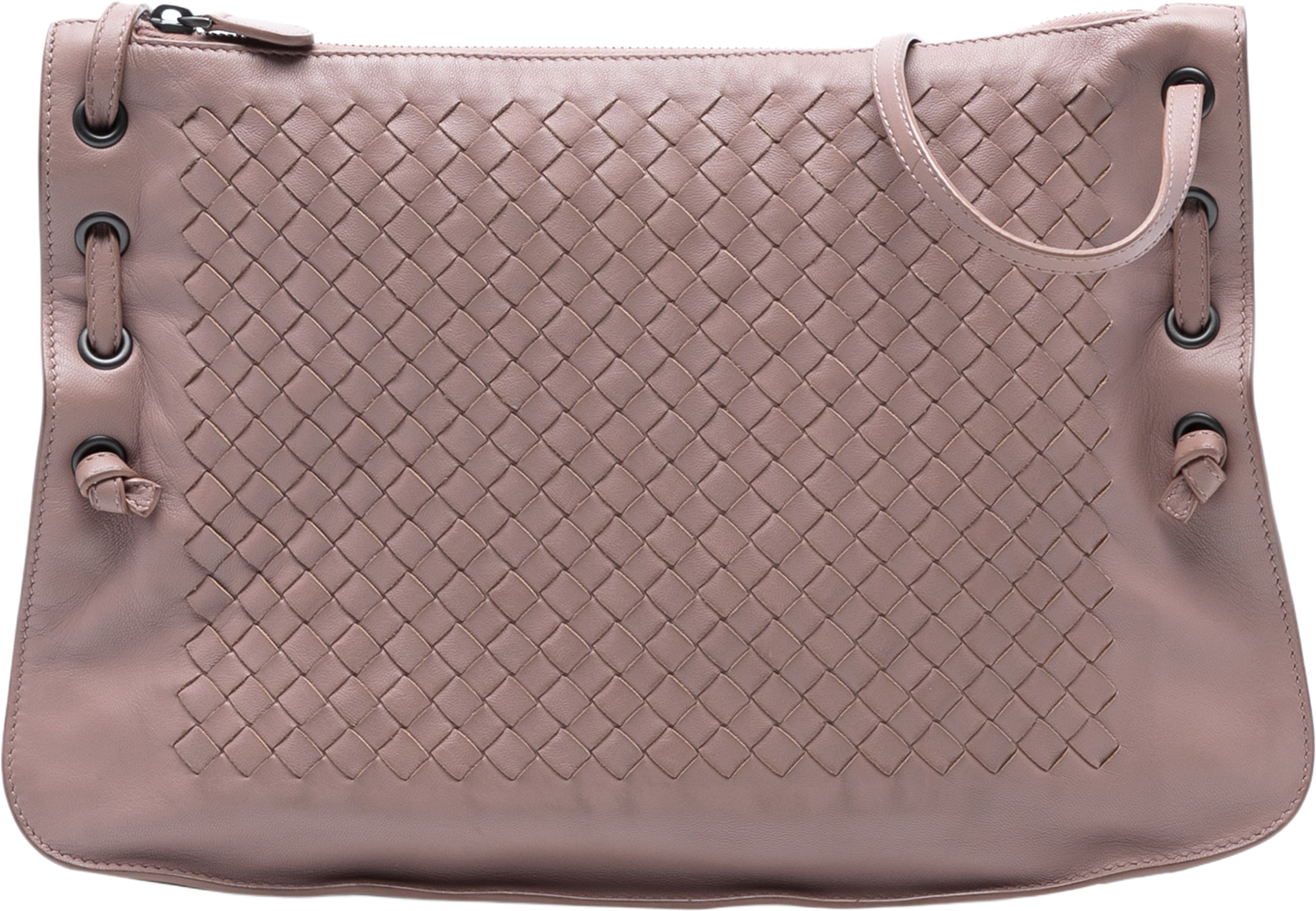 Bottega Veneta Nappa Intrecciato Nodini Crossbody, från Luxclusif, i färgen rose gold. Klicka för att öppna bilden i stort format