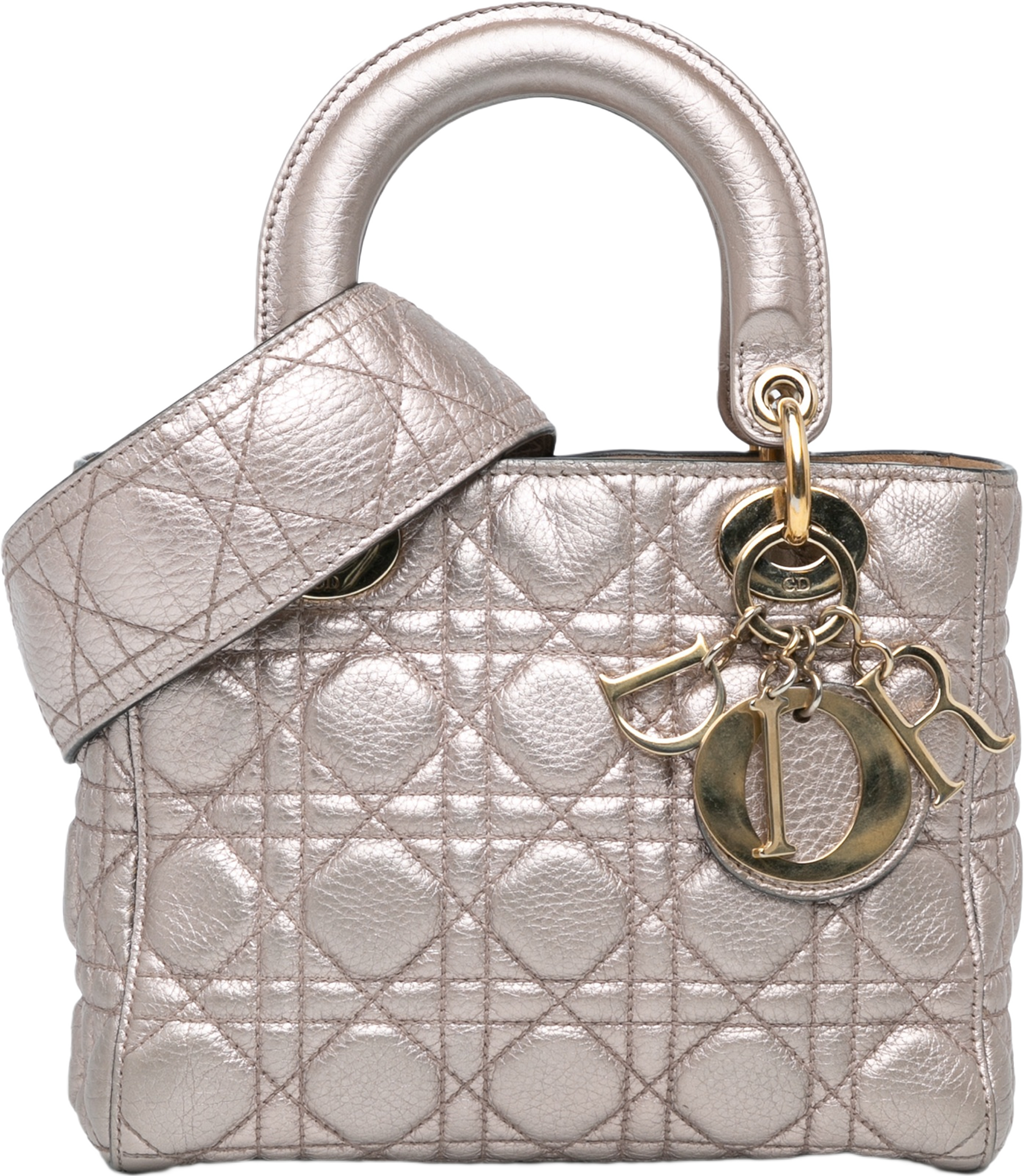 Dior Small Metallic Calfskin Cannage Supple Lady Dior