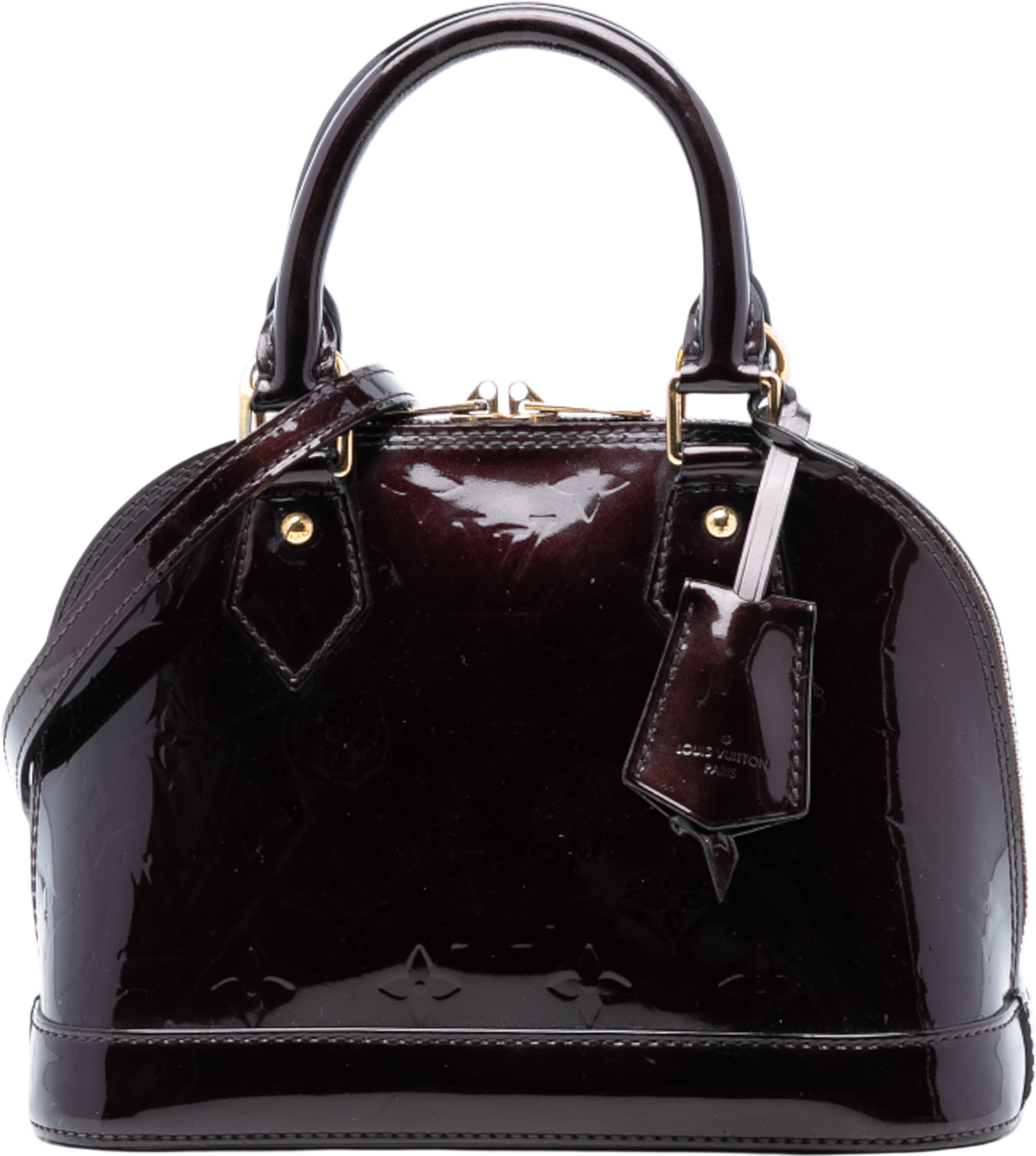 Louis Vuitton Monogram Vernis Alma Bb, från Luxclusif, i färgen purple. Klicka för att öppna bilden i stort format