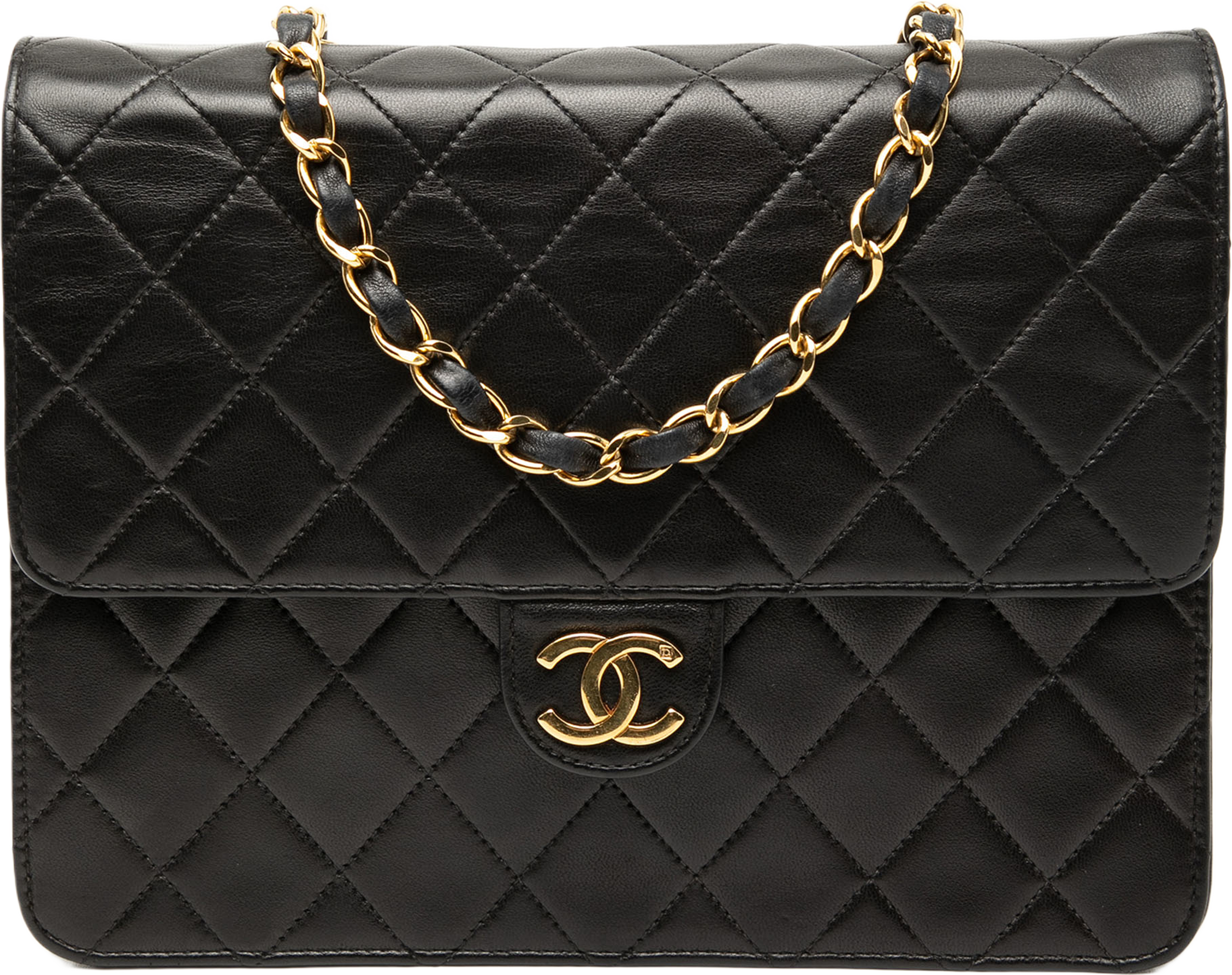 Chanel Small Cc Quilted Lambskin Single Flap, från Luxclusif, i färgen black. Klicka för att öppna bilden i stort format