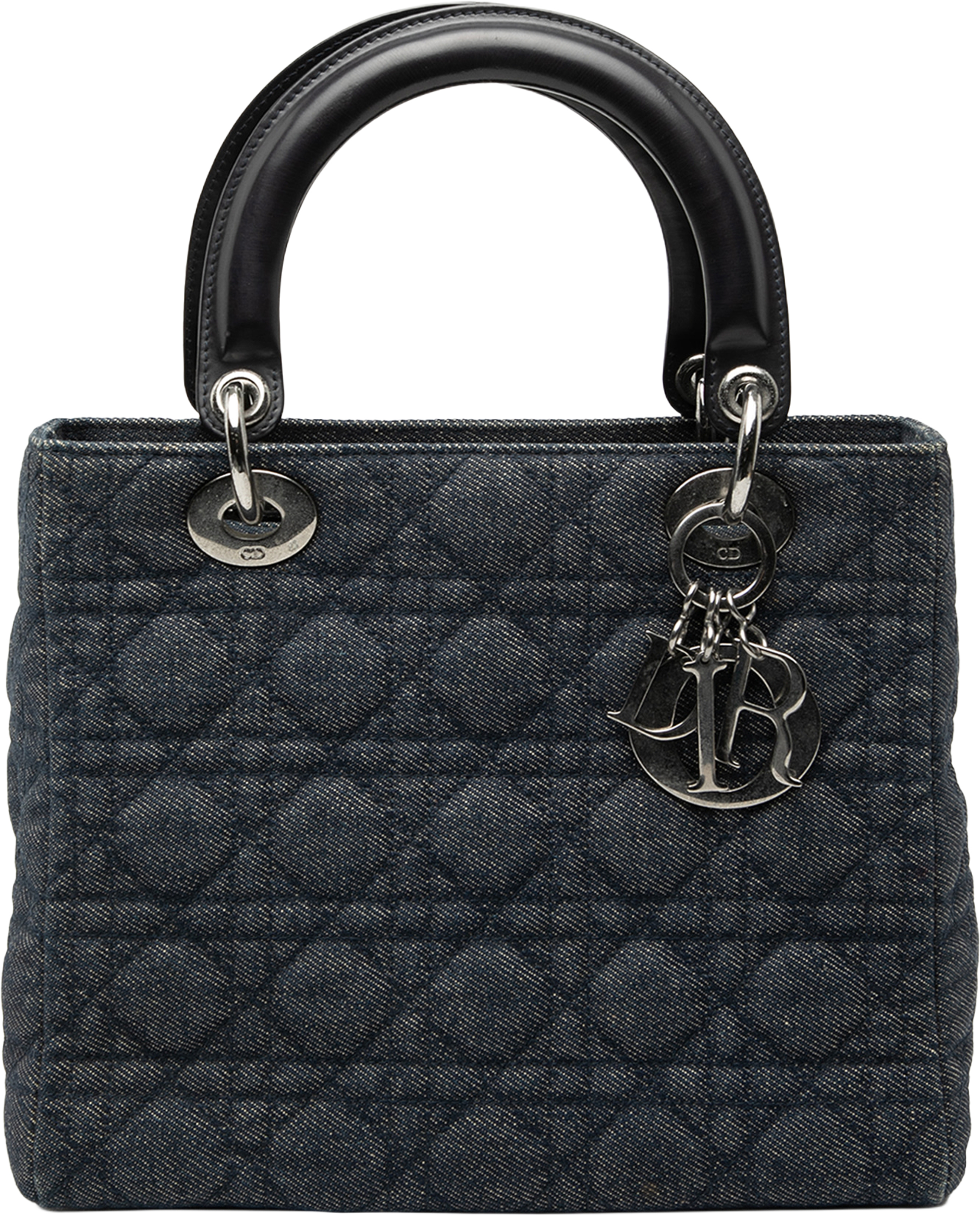 Dior Medium Denim Cannage Lady Dior, från Luxclusif, i färgen navy. Klicka för att öppna bilden i stort format