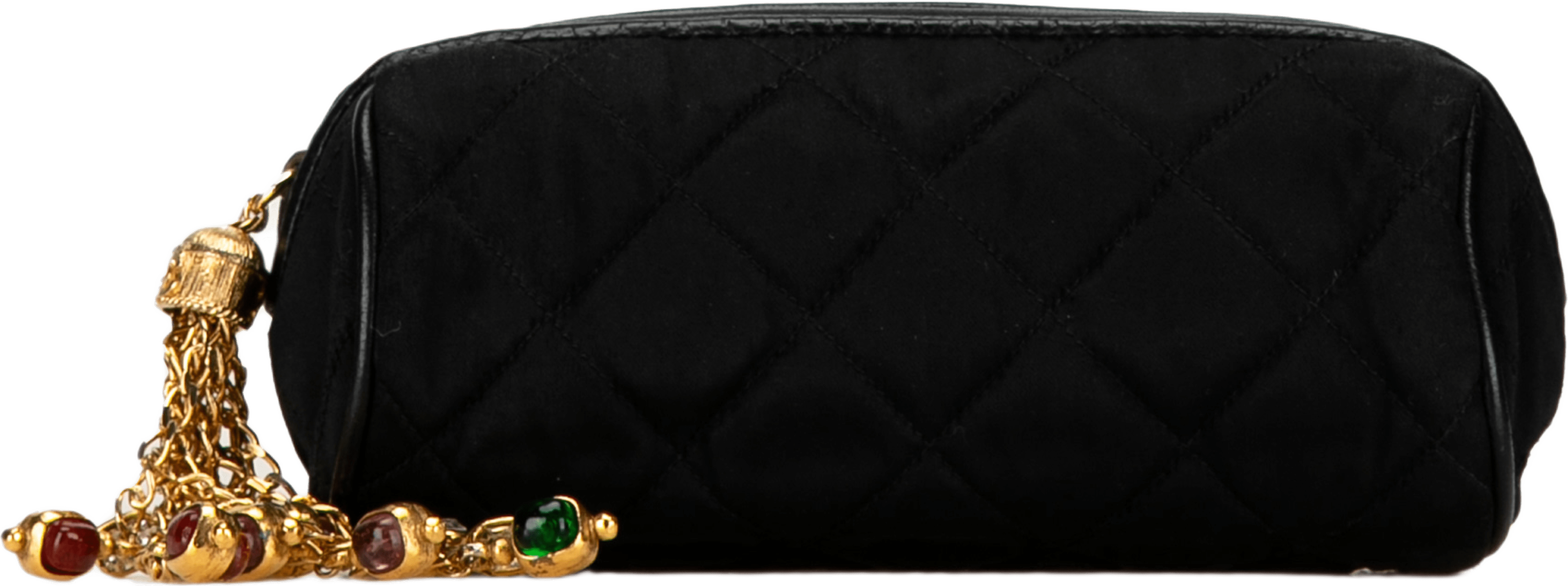 Chanel Quilted Satin Gripoix Tassel Clutch