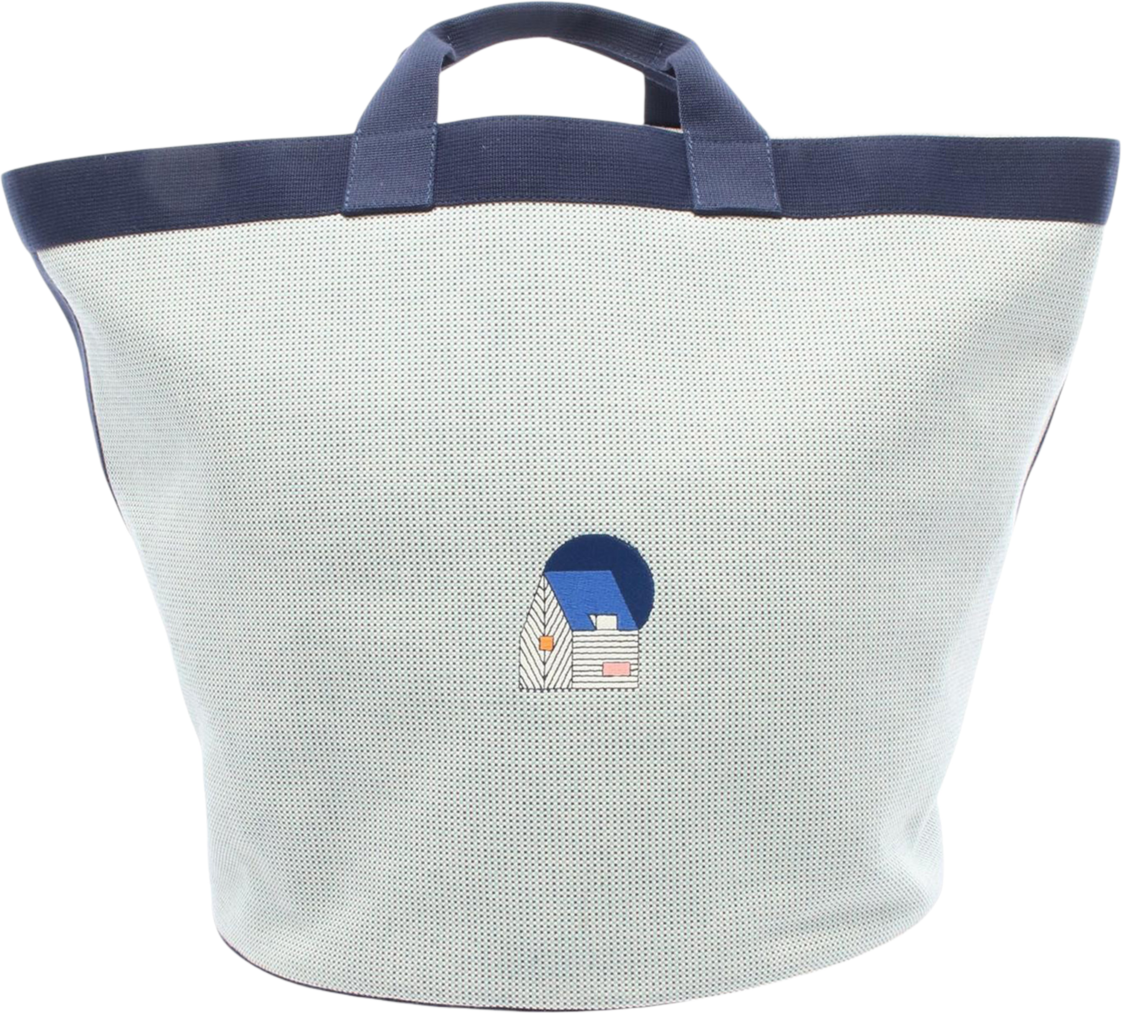 Hermès Toile Basket Tote, från Luxclusif, i färgen light blue. Klicka för att öppna bilden i stort format