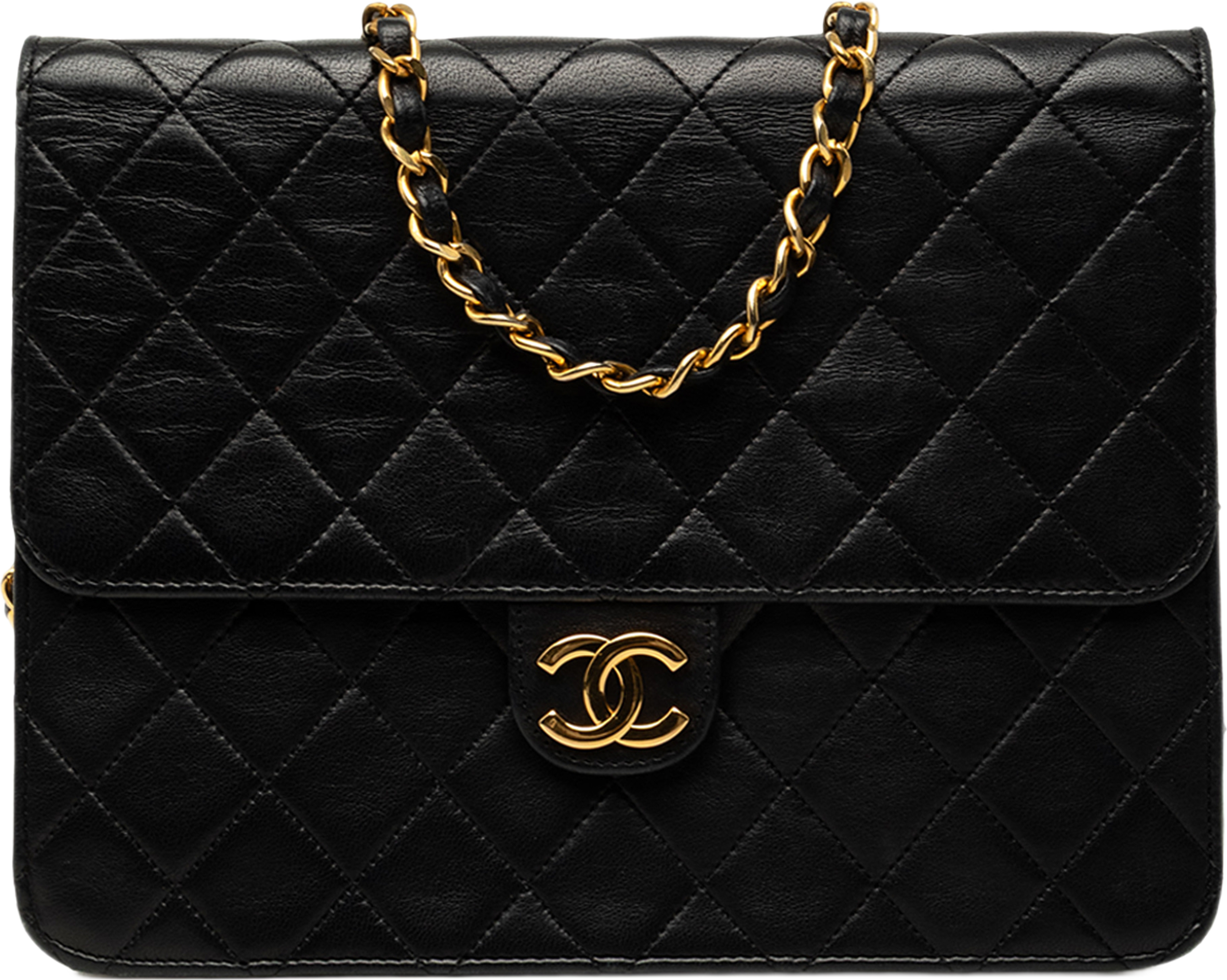 Chanel Small Cc Quilted Lambskin Single Flap, från Luxclusif, i färgen svart. Klicka för att öppna bilden i stort format