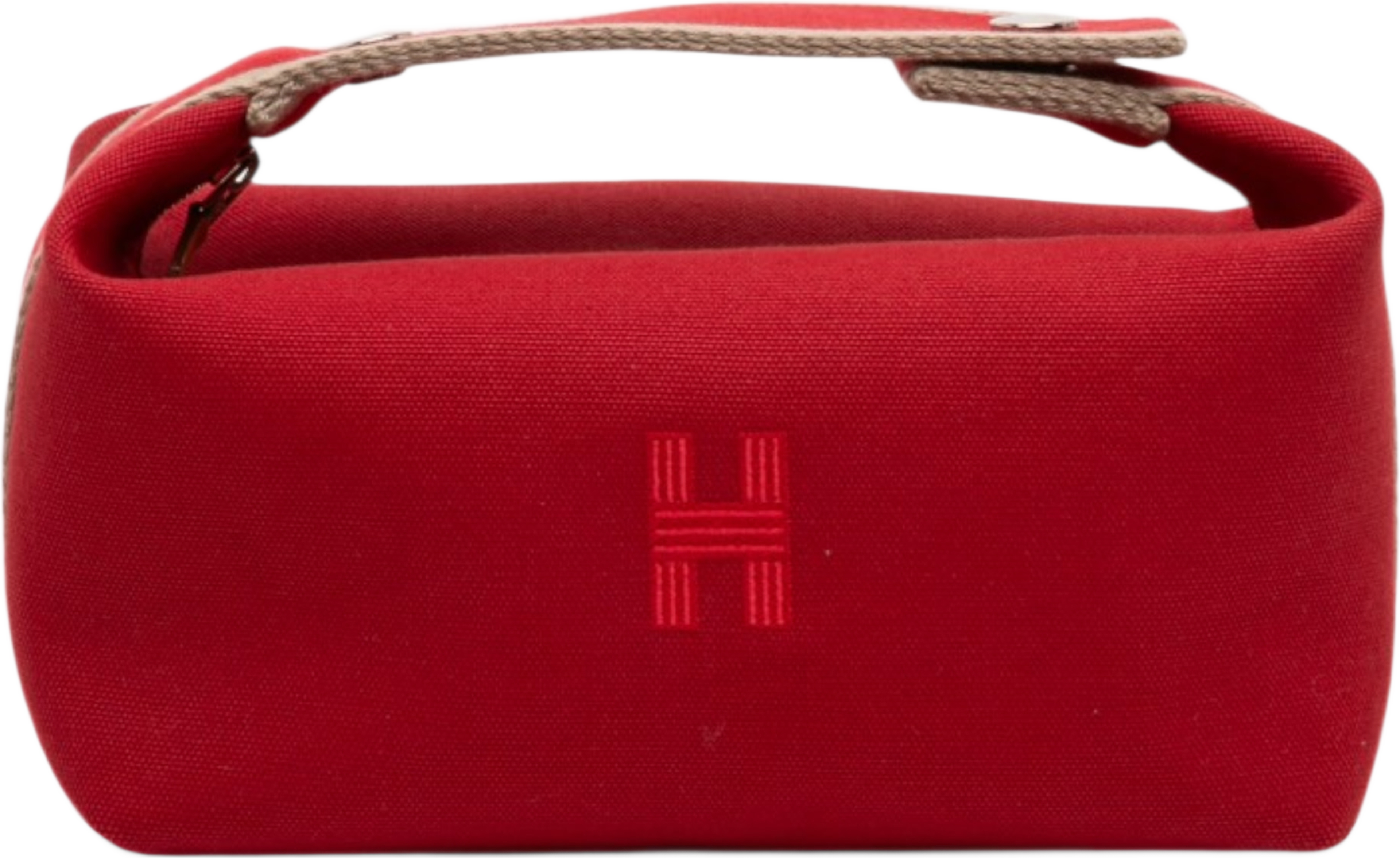 Hermès Small Toile Bride A Brac Case, från Luxclusif, i färgen röd. Klicka för att öppna bilden i stort format