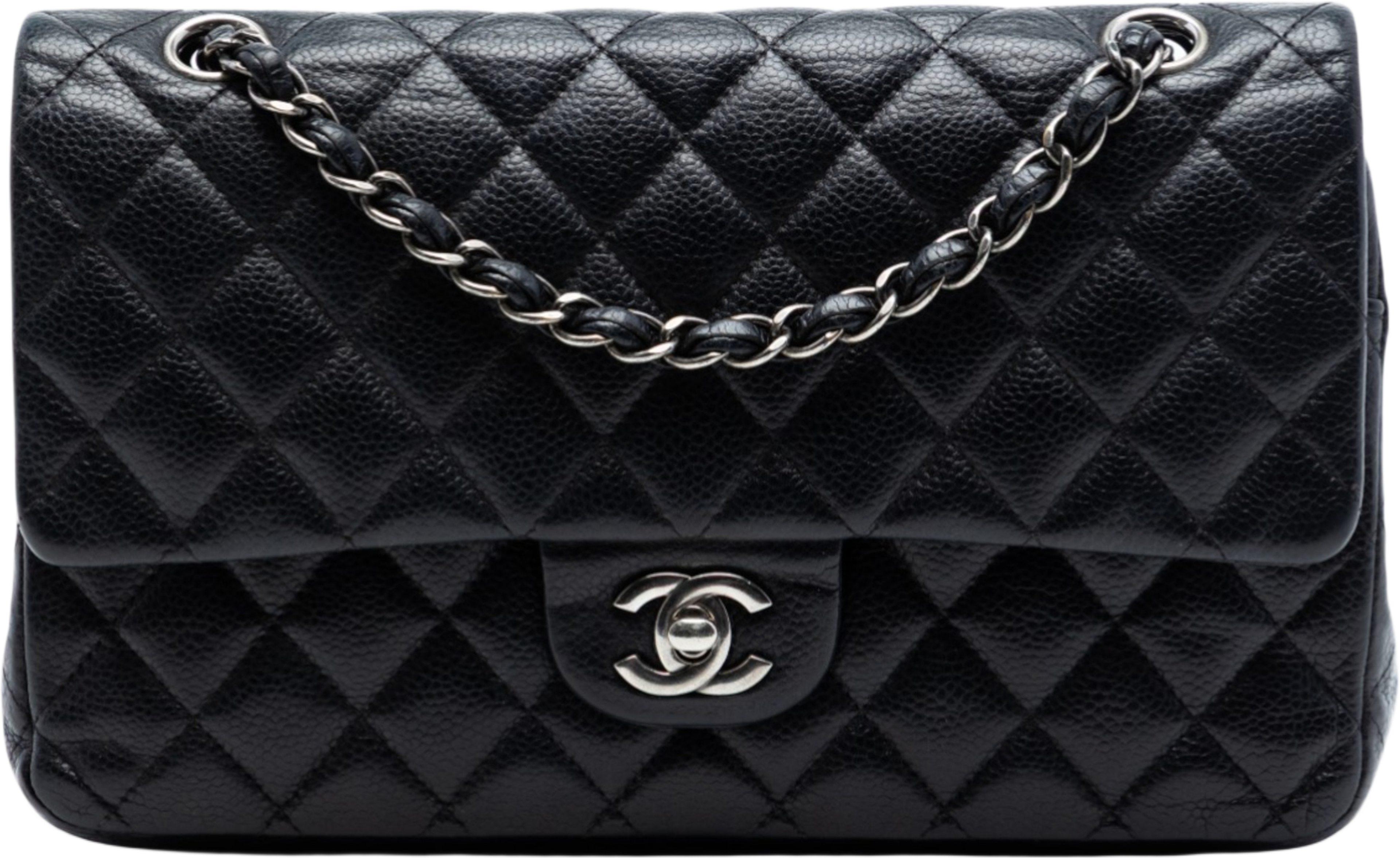 Chanel Medium Classic Caviar Double Flap, från Luxclusif, i färgen black. Klicka för att öppna bilden i stort format
