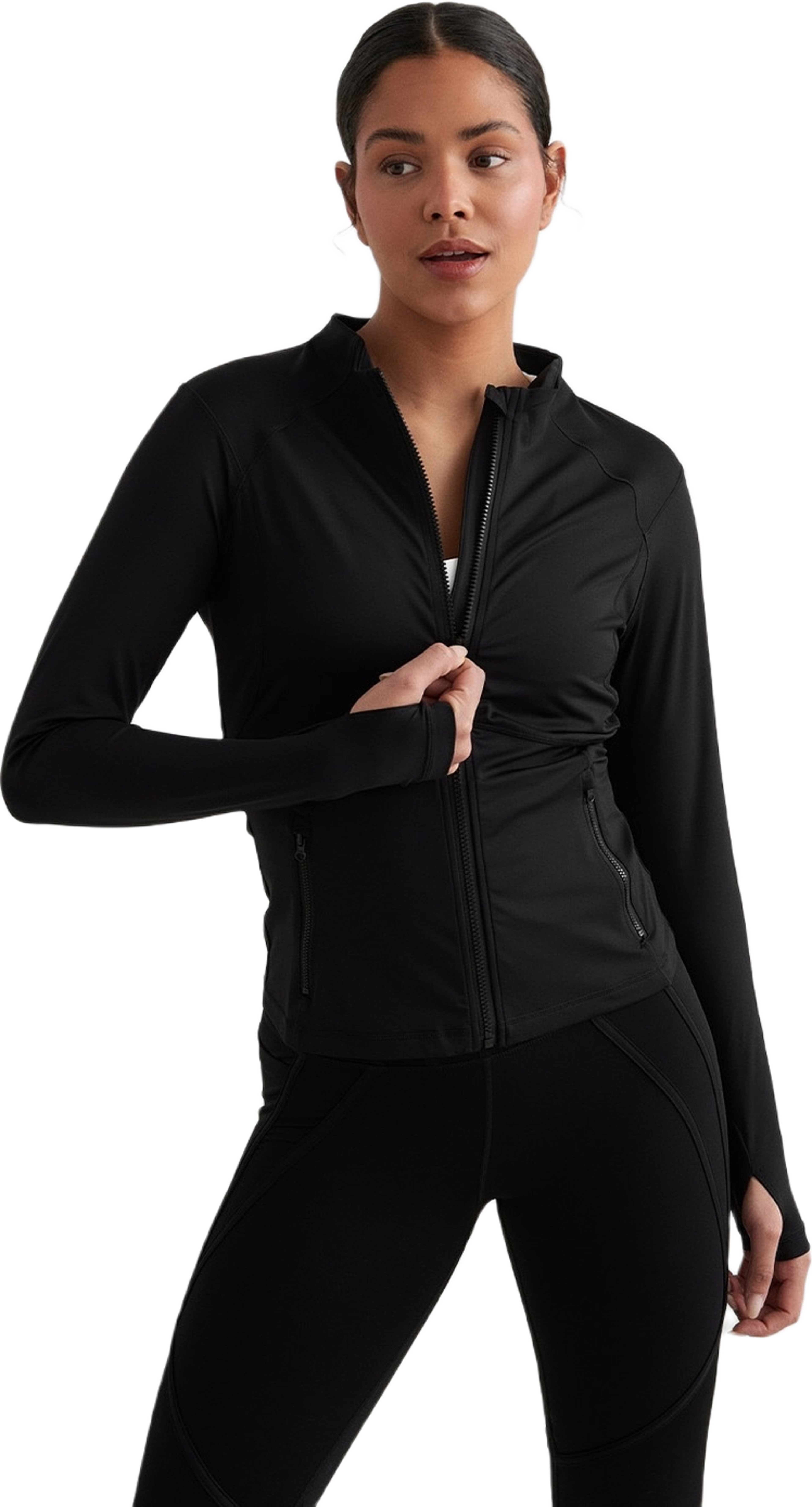 Black Sculpting Zip Jacket