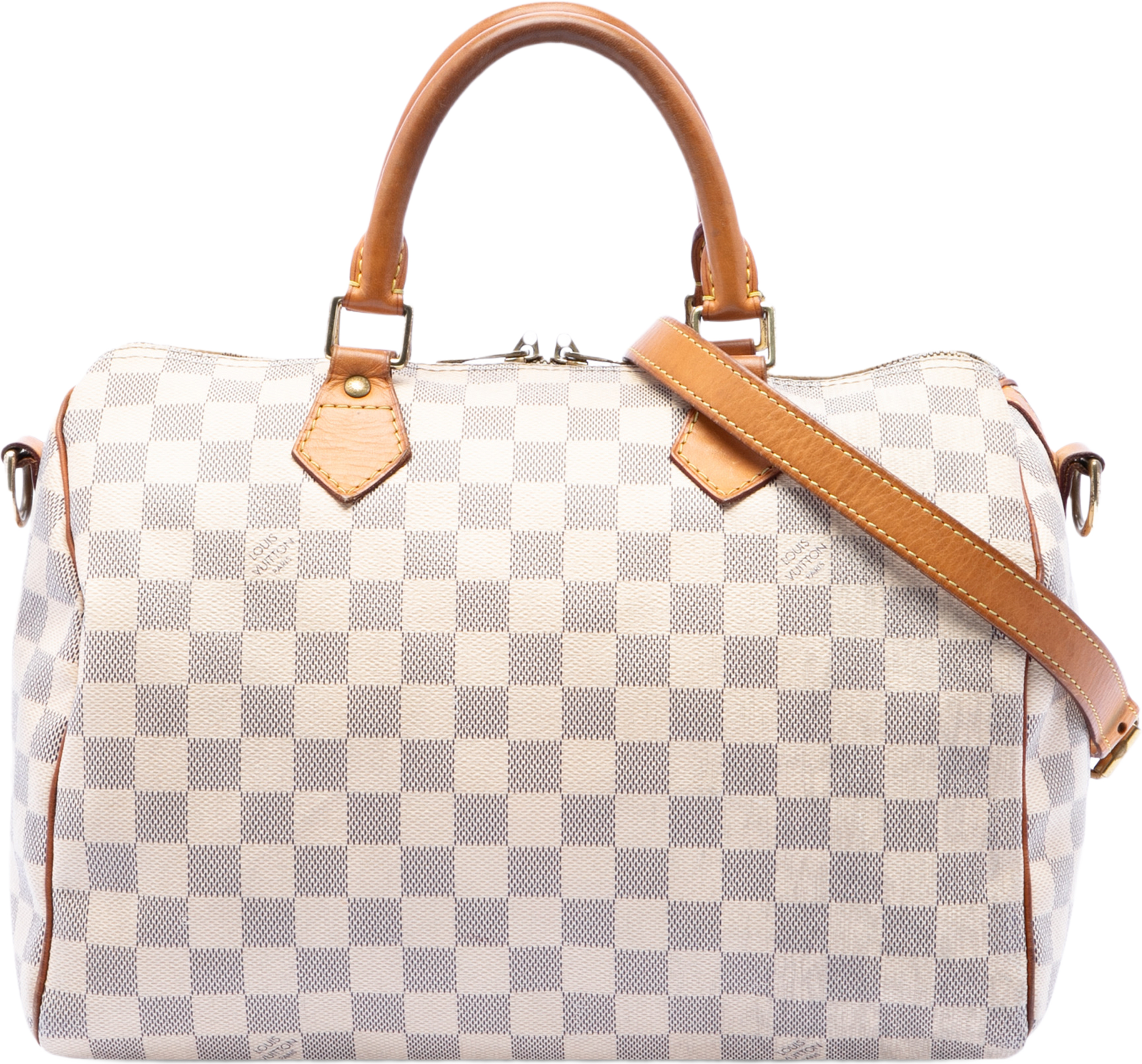 Louis Vuitton Damier Azur Speedy Bandouliere 30, från Luxclusif, i färgen vit. Klicka för att öppna bilden i stort format