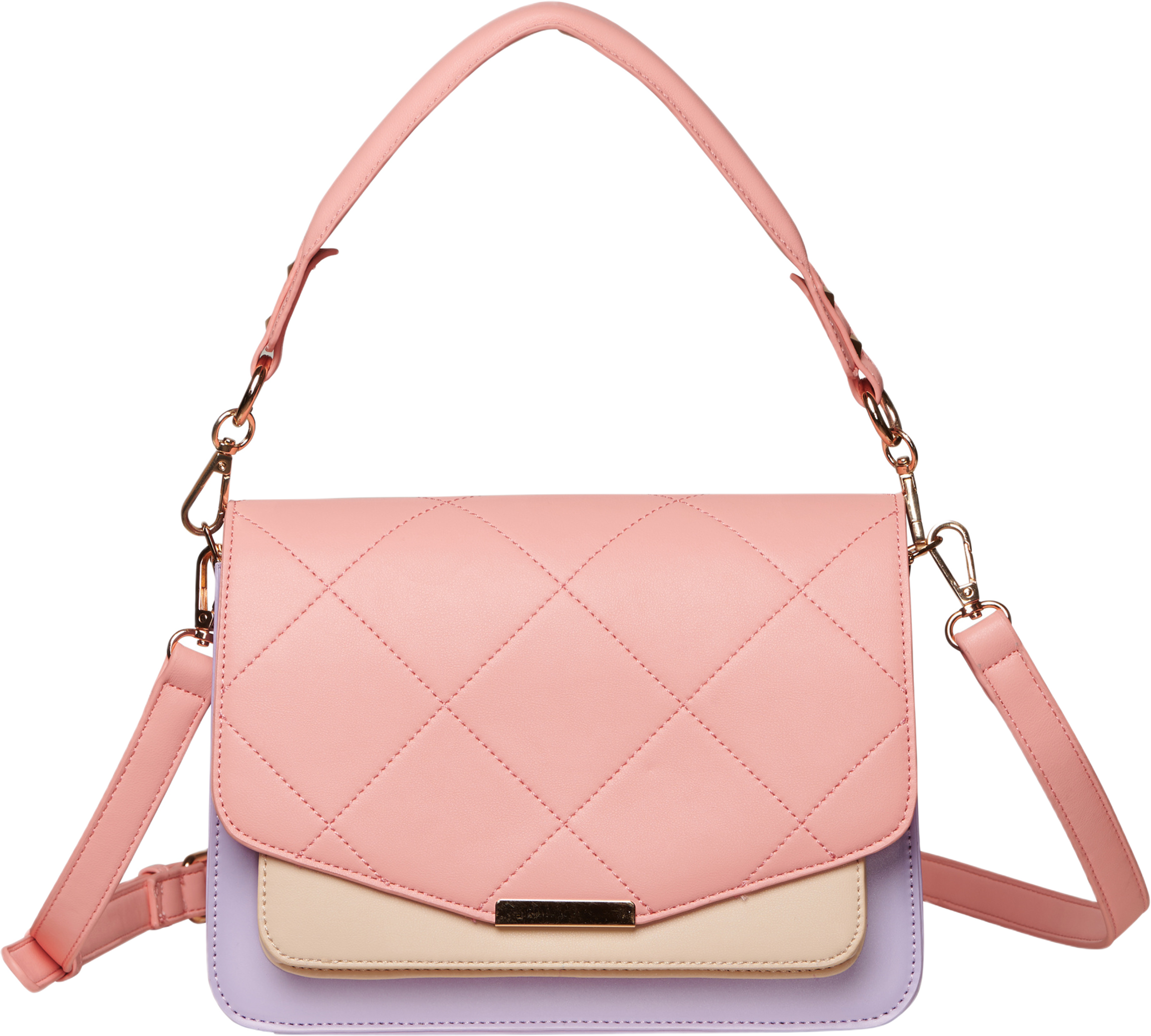 Blanca Multi Compartment Bag - Coral/purple/nude