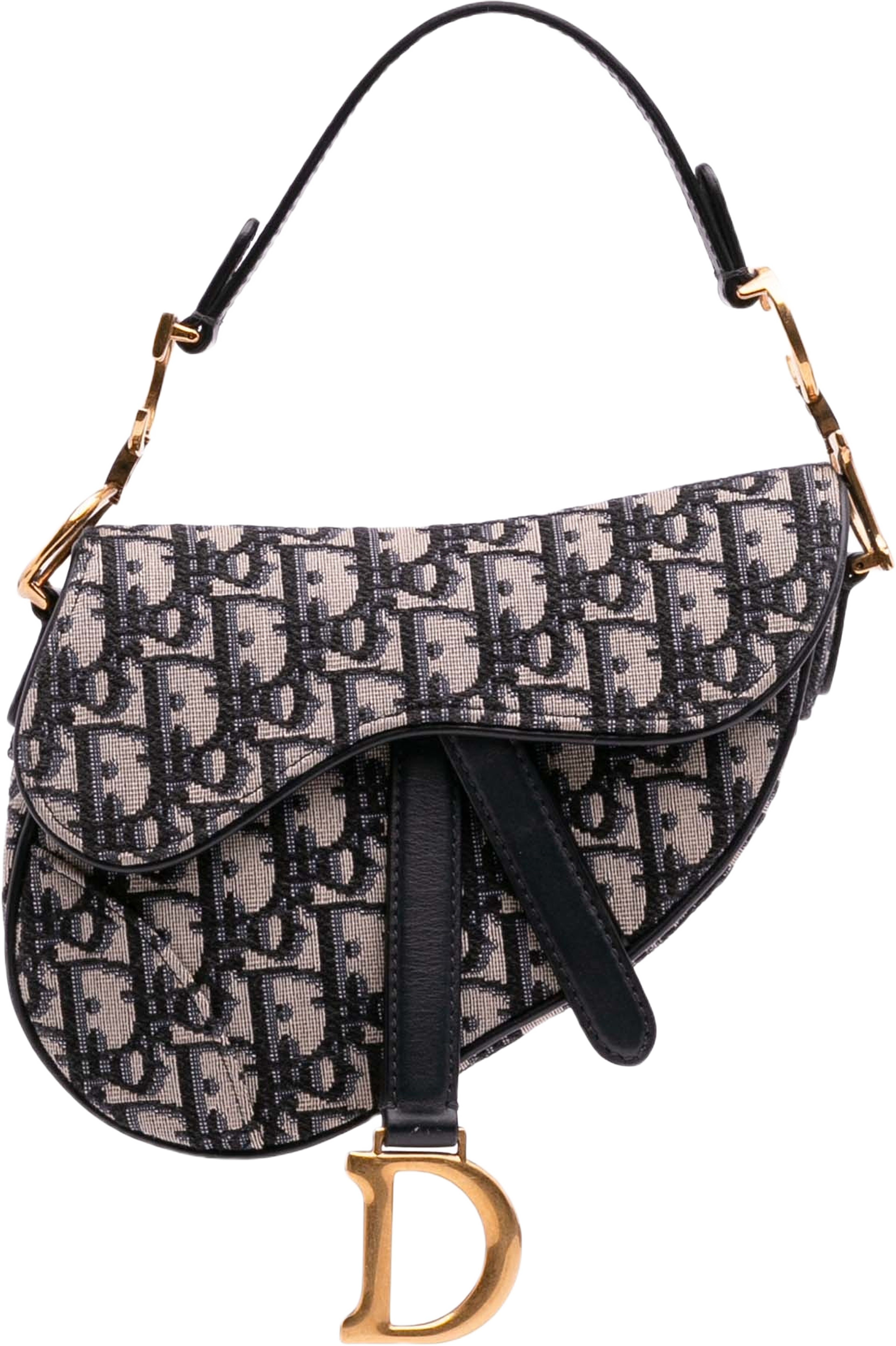 Dior Mini Oblique Canvas Saddle Bag, från Luxclusif, i färgen navy.