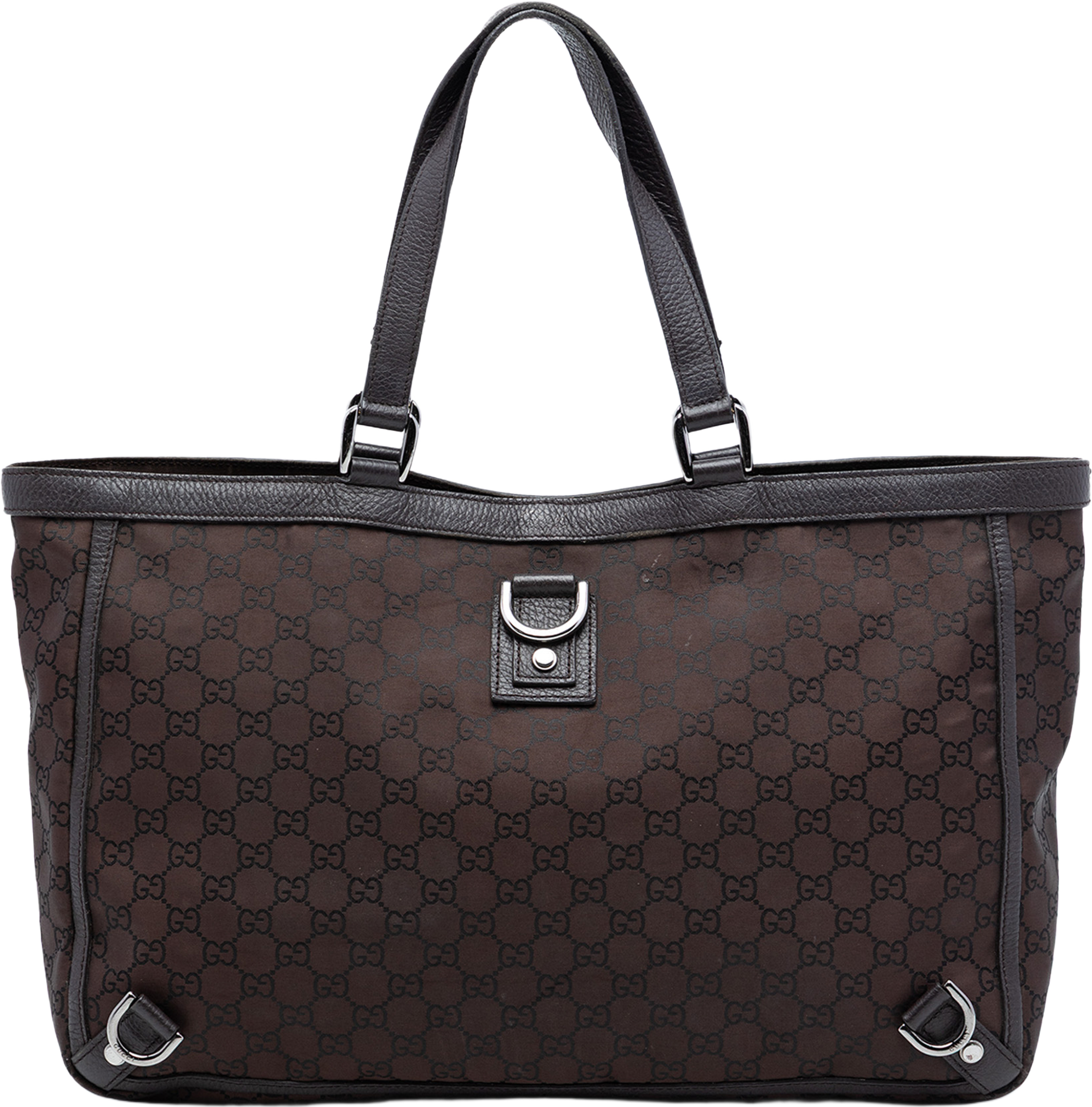 Gucci Gg Nylon Abbey D Ring Tote, från Luxclusif, i färgen dark brown. Klicka för att öppna bilden i stort format