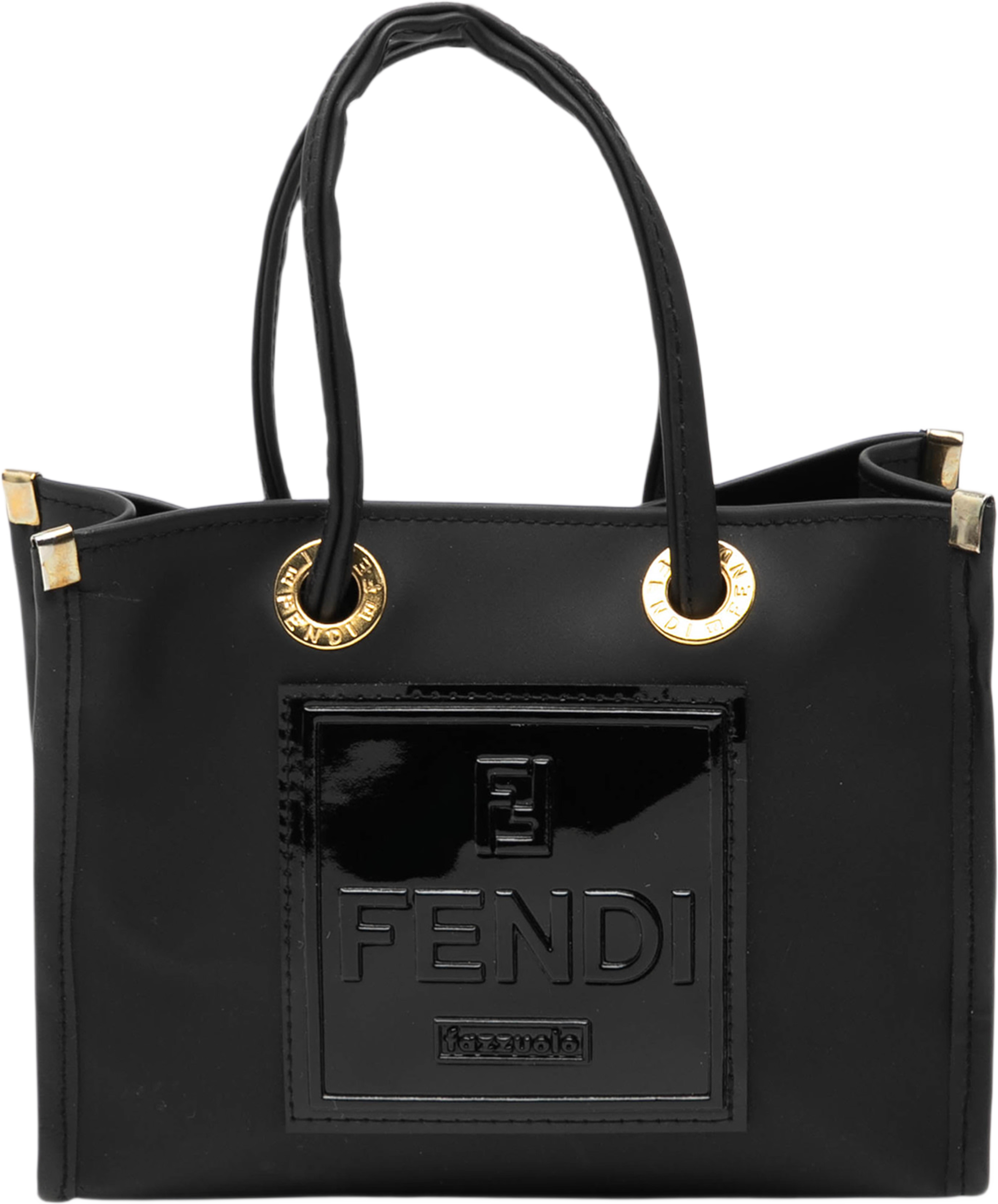 Fendi Mini Rubber Ff Logo Shopper Tote, från Luxclusif, i färgen black. Klicka för att öppna bilden i stort format