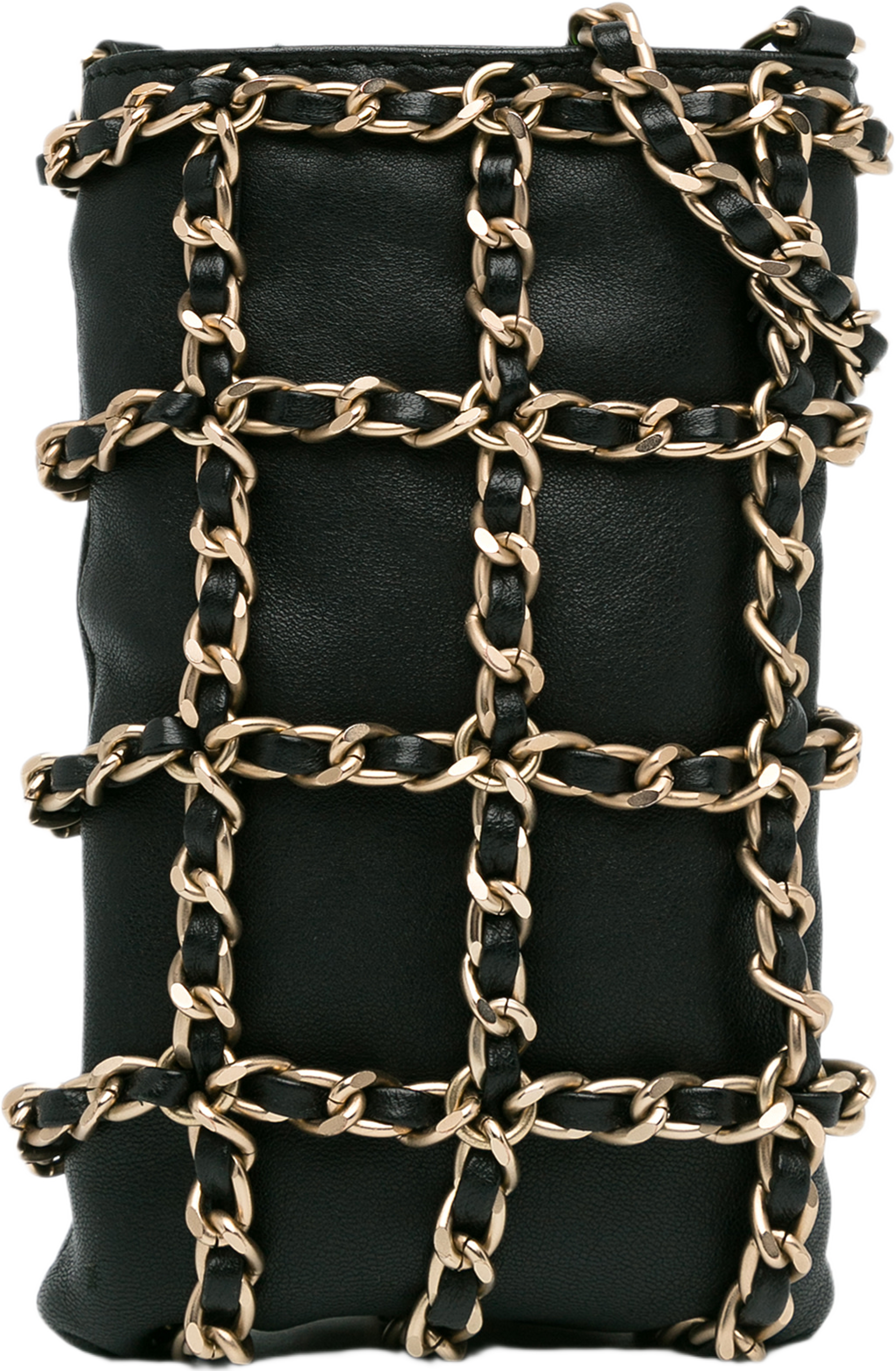 Chanel Lambskin Tech Me Out Clutch With Chain