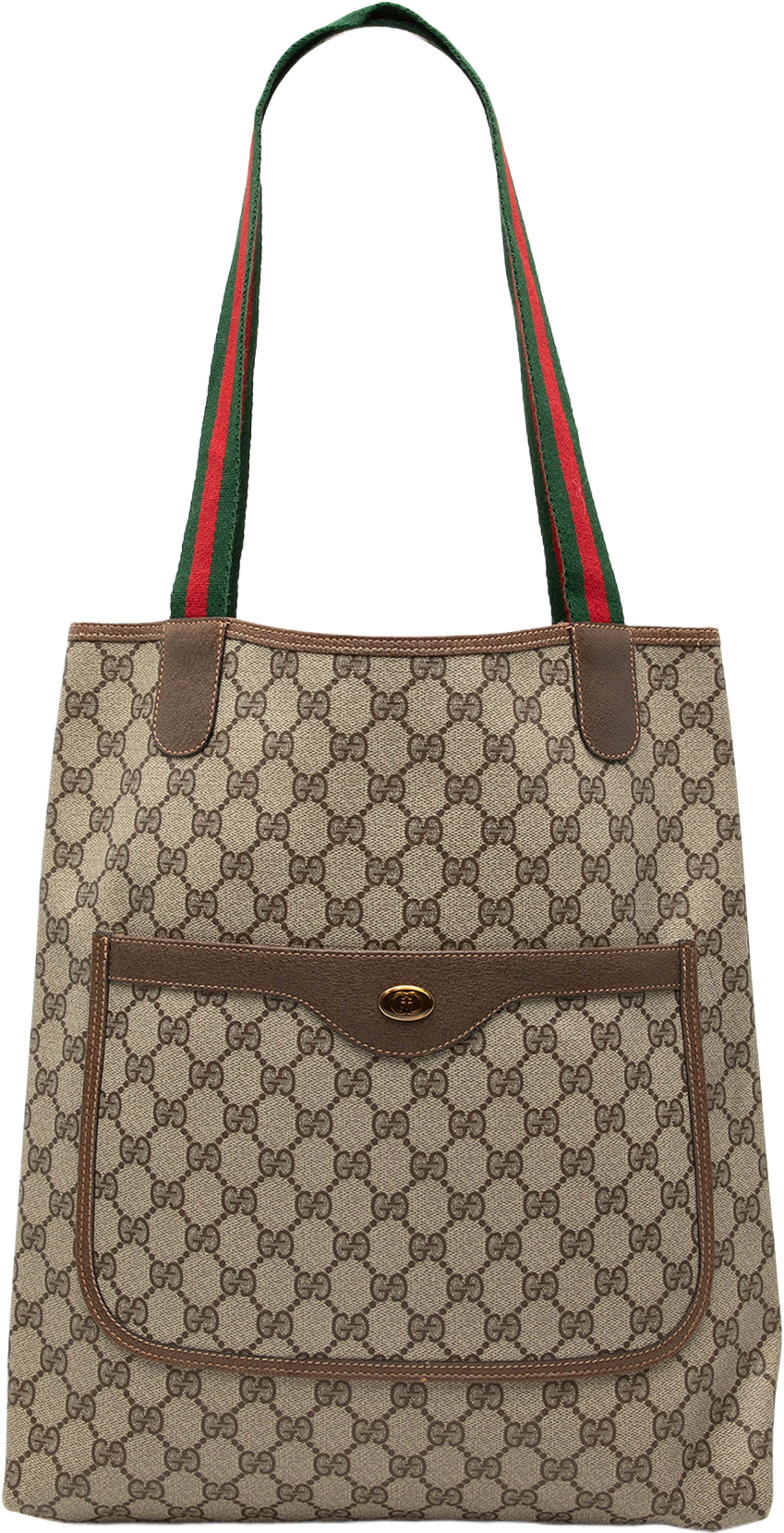 Gucci Gg Supreme Web Tote, från Luxclusif, i färgen beige. Klicka för att öppna bilden i stort format