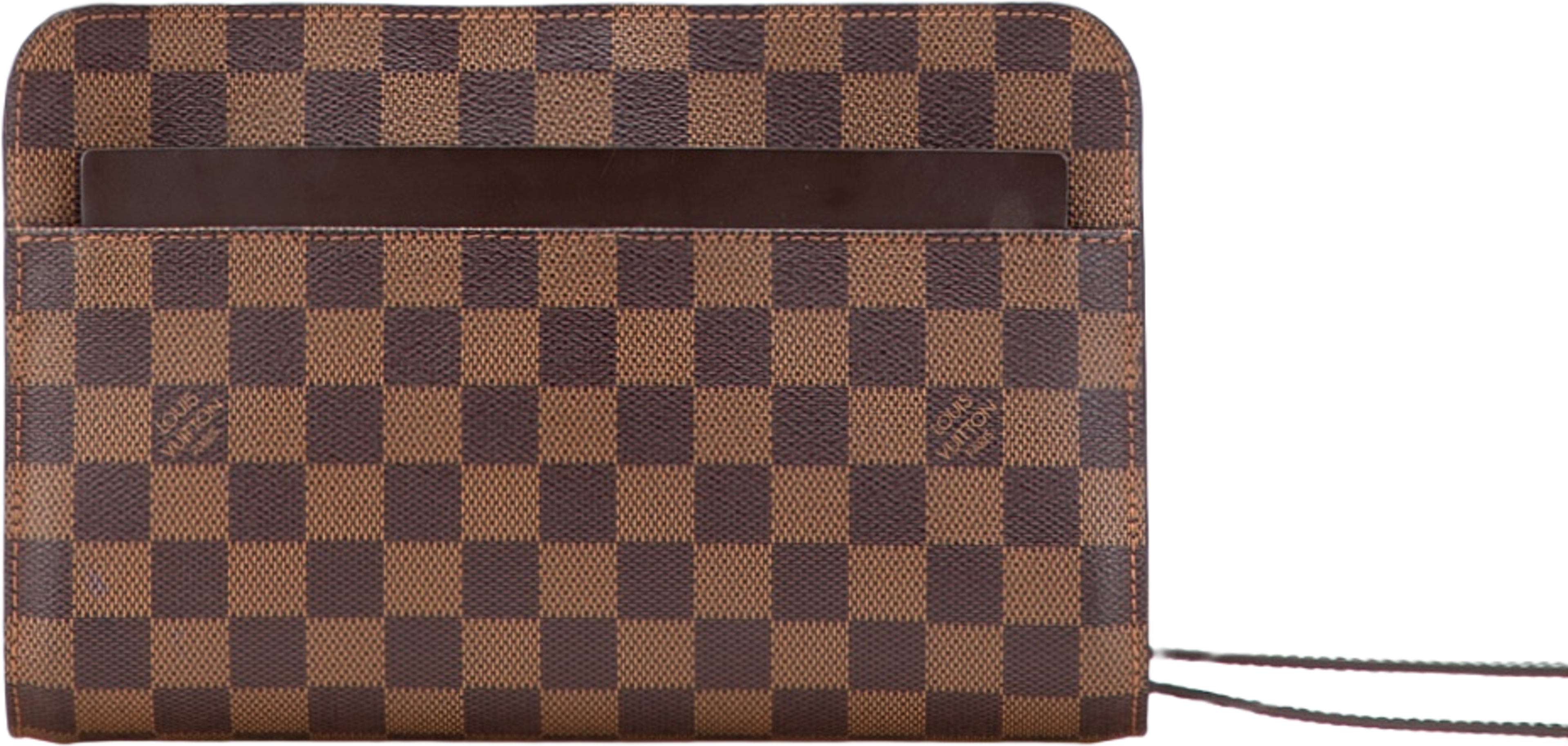 Louis Vuitton Damier Ebene Saint Louis Pochette, från Luxclusif, i färgen brown. Klicka för att öppna bilden i stort format