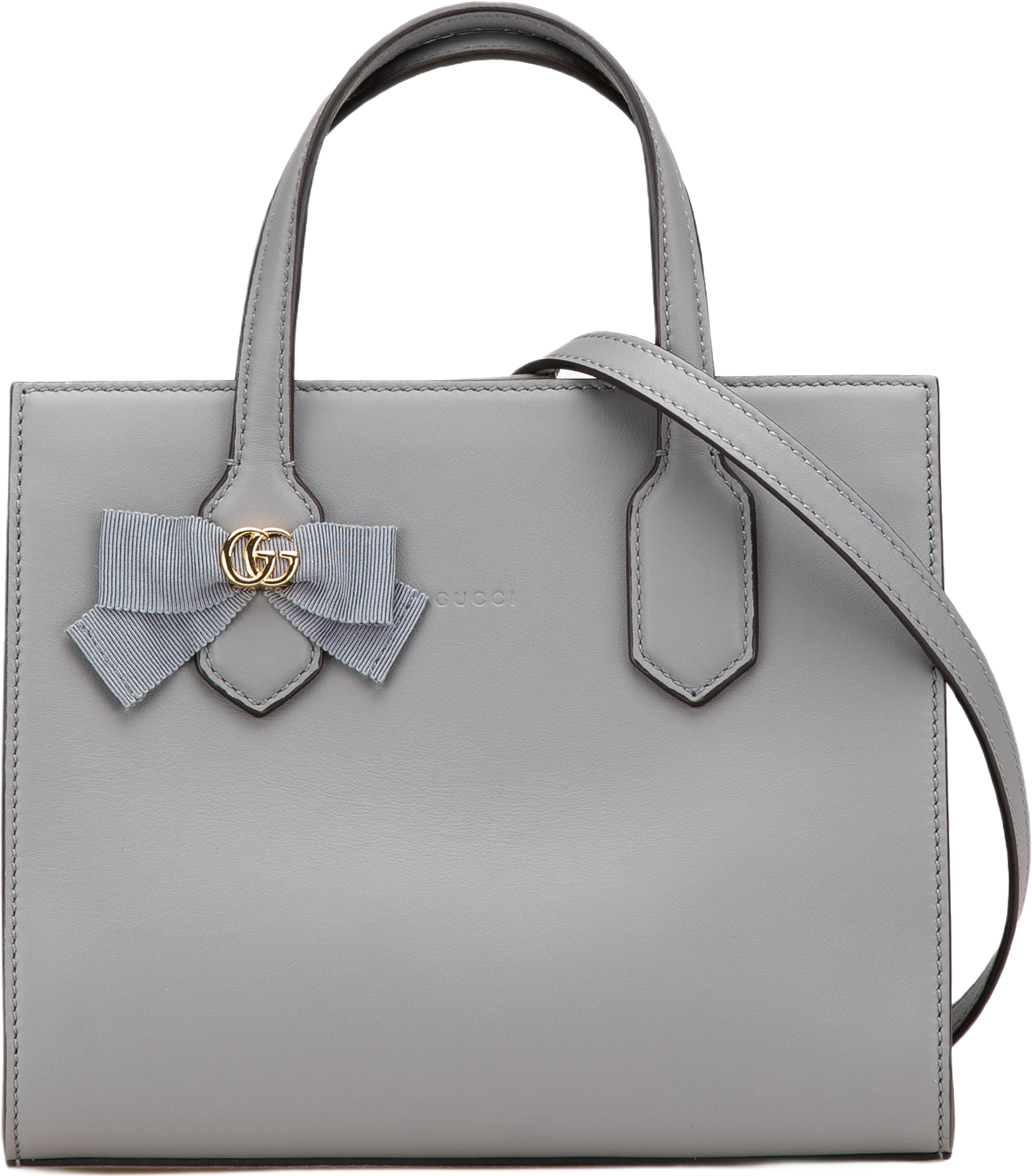 Gucci Leather Gg Ribbon Satchel, från Luxclusif, i färgen gray. Klicka för att öppna bilden i stort format