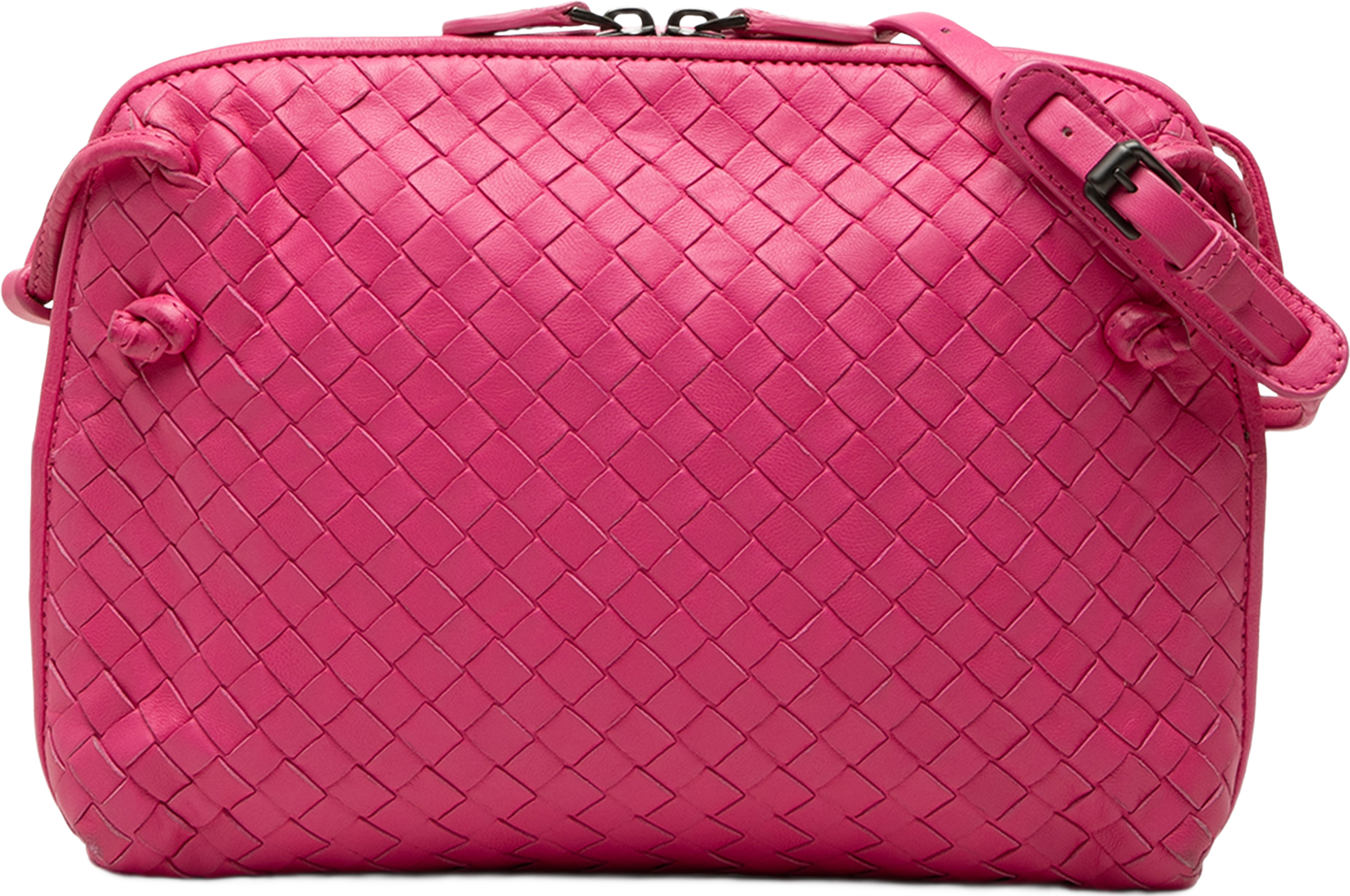 Bottega Veneta Nappa Intrecciato Nodini Crossbody, från Luxclusif, i färgen rosa. Klicka för att öppna bilden i stort format