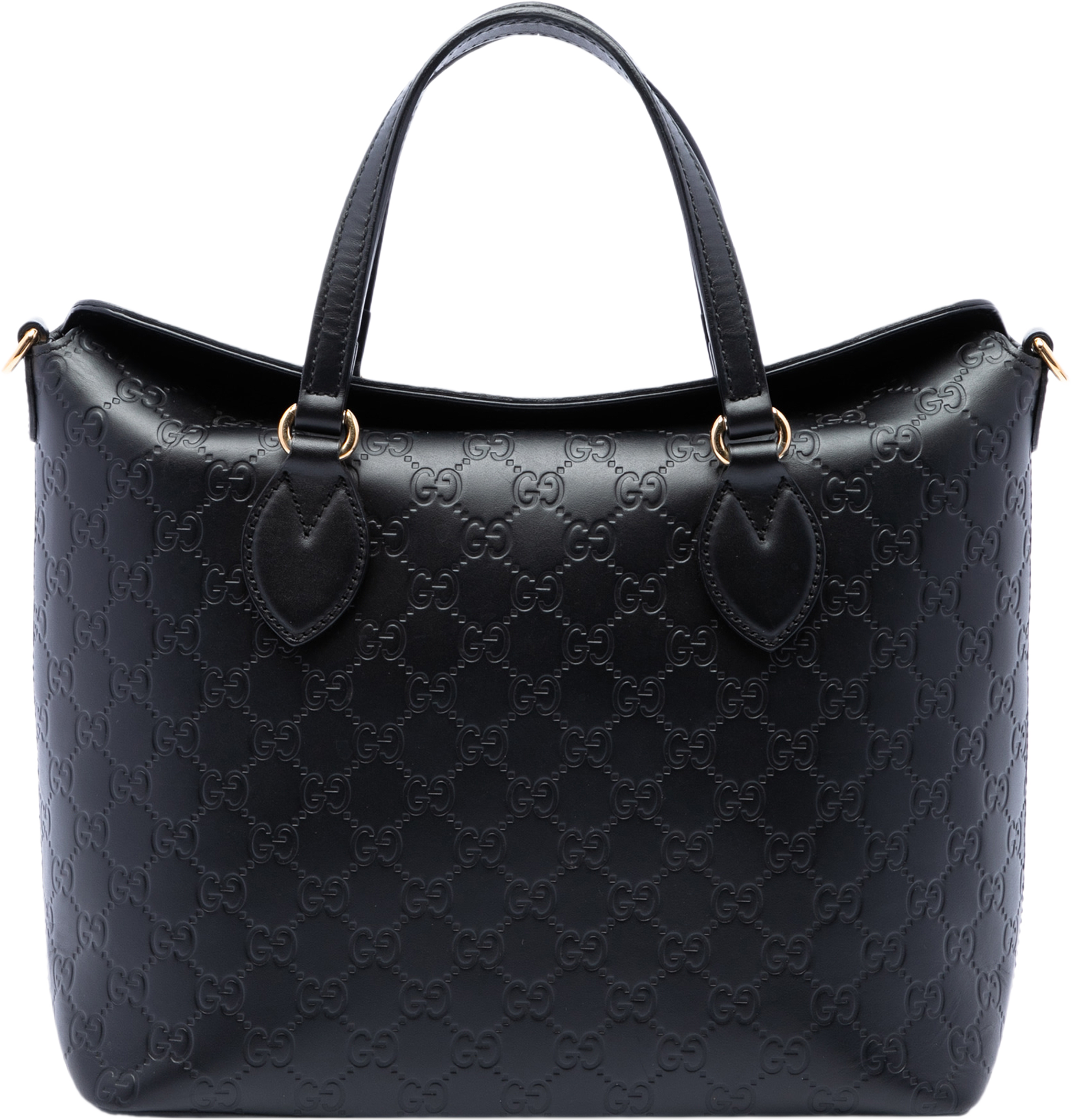 Gucci Guccissima Linea A Fold Over Satchel, från Luxclusif, i färgen svart. Klicka för att öppna bilden i stort format