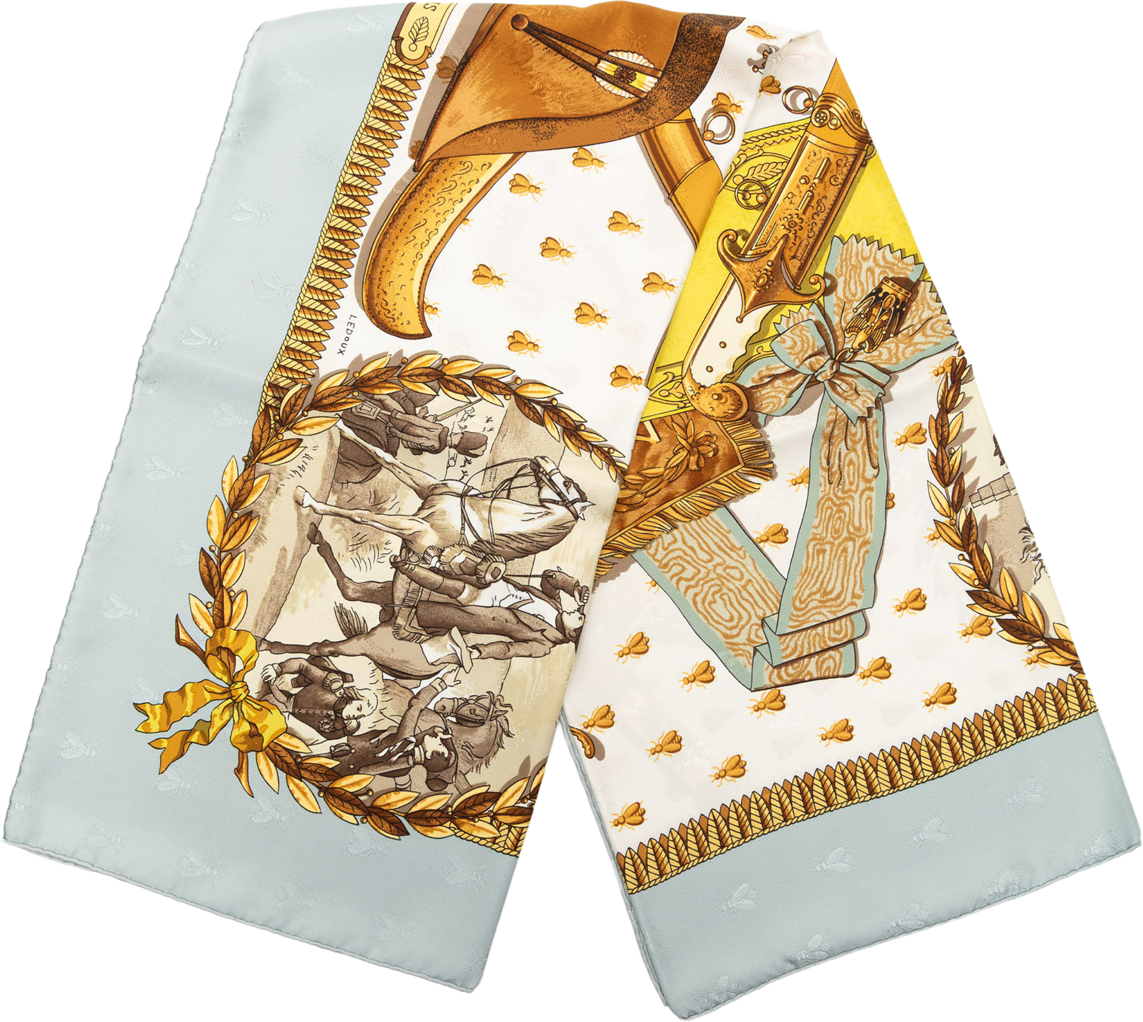 Hermès Napoleon Silk Scarf 90, från Luxclusif, i färgen light blue. Klicka för att öppna bilden i stort format