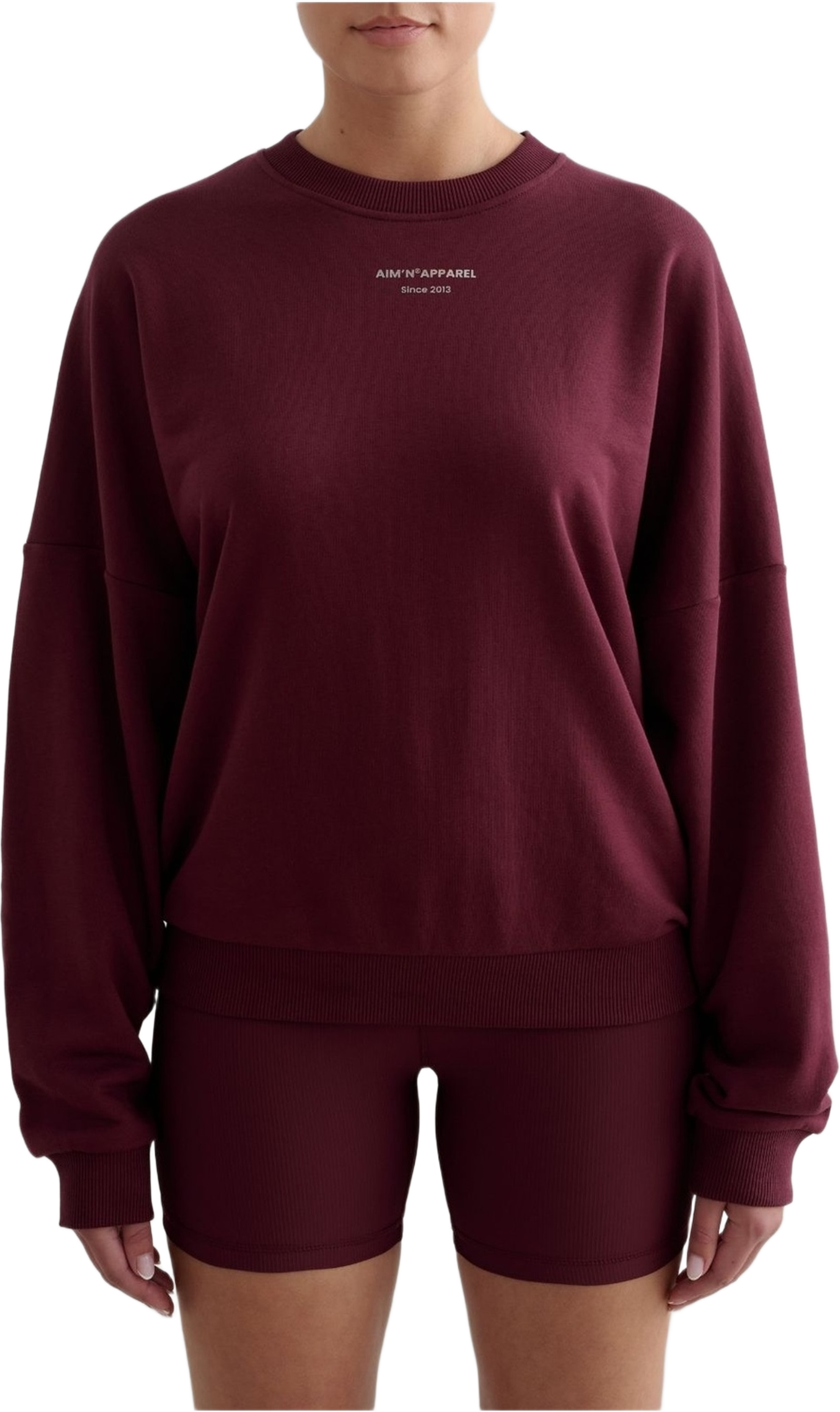 Apparel Terry Sweatshirt, från aim'n, i färgen cherry. Klicka för att öppna bilden i stort format