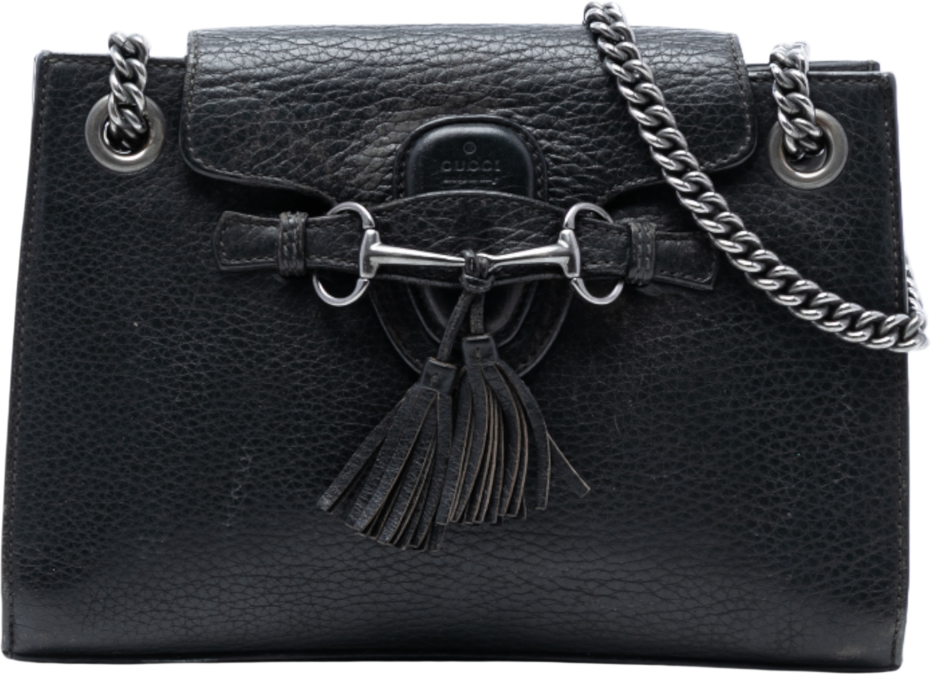 Gucci Small Leather Emily Shoulder Bag, från Luxclusif, i färgen black. Klicka för att öppna bilden i stort format