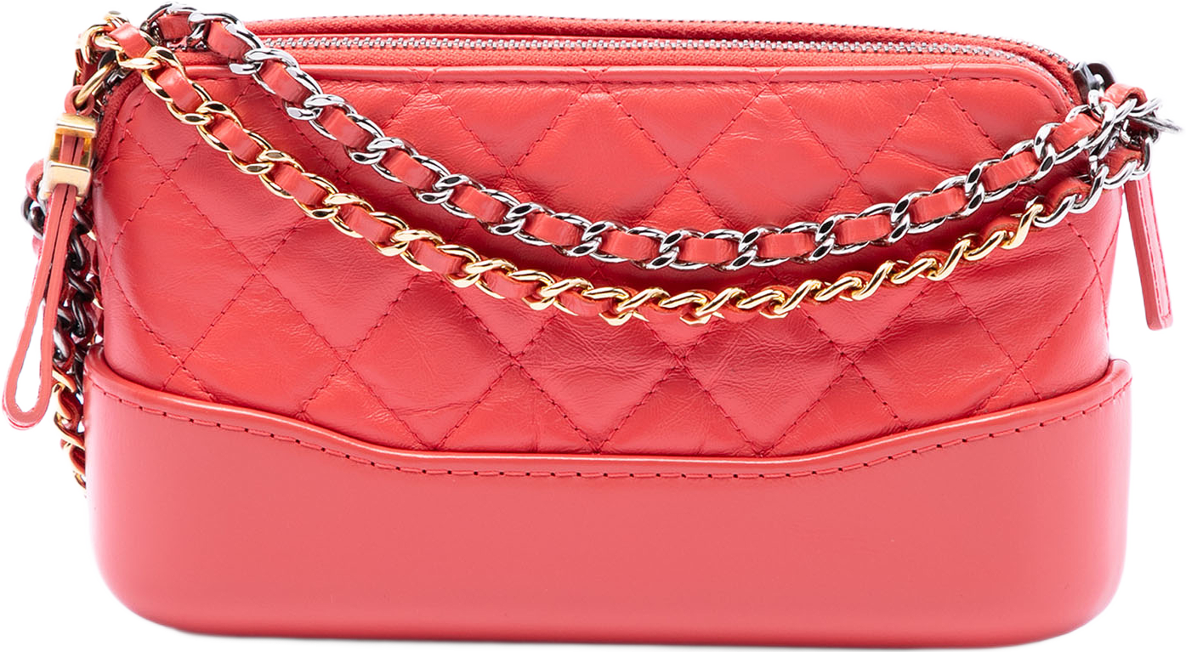 Chanel Quilted Aged Calfskin Gabrielle Double Zip Clutch With Chain, från Luxclusif, i färgen rosa. Klicka för att öppna bilden i stort format