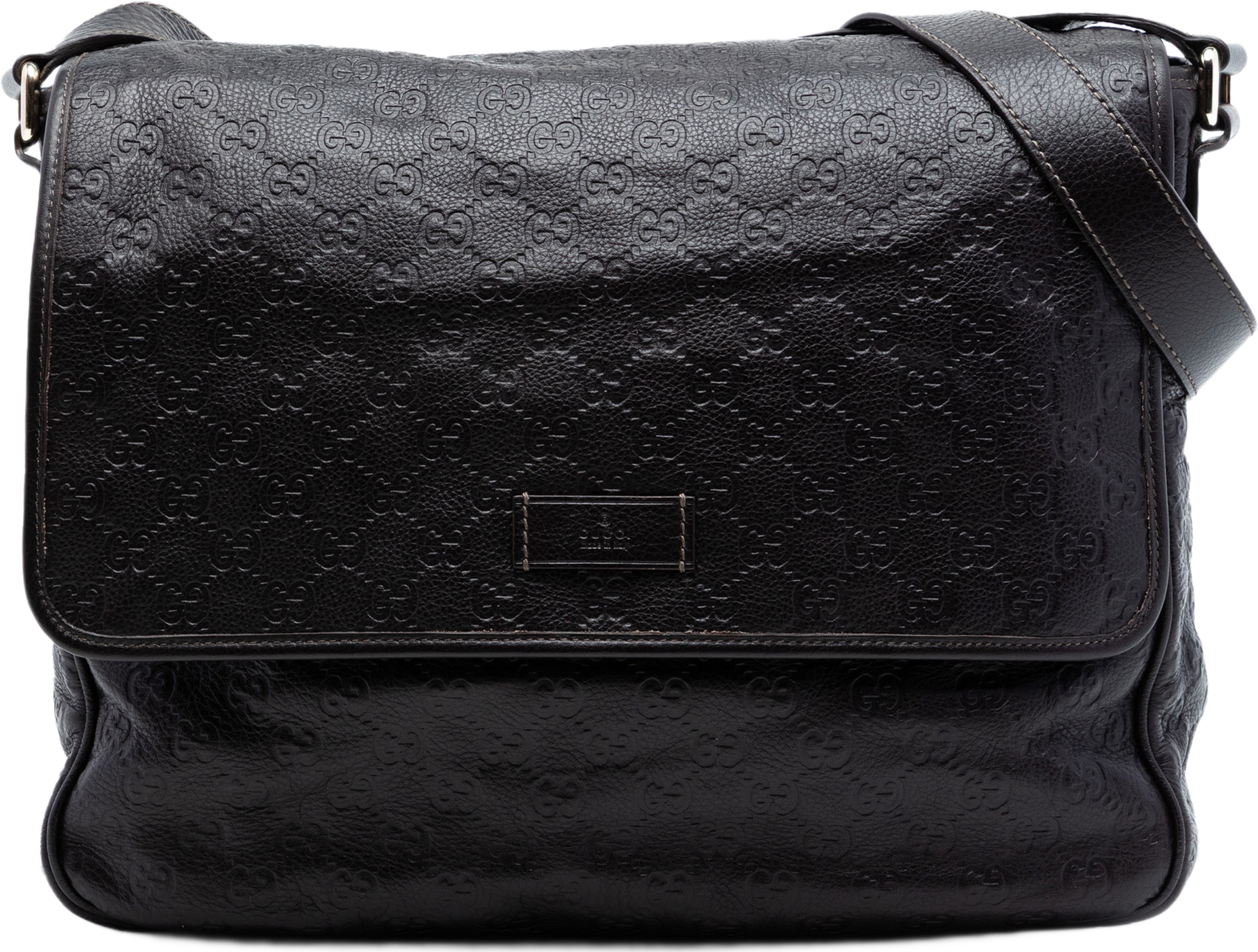 Gucci Guccissima Messenger Bag, från Luxclusif, i färgen svart. Klicka för att öppna bilden i stort format