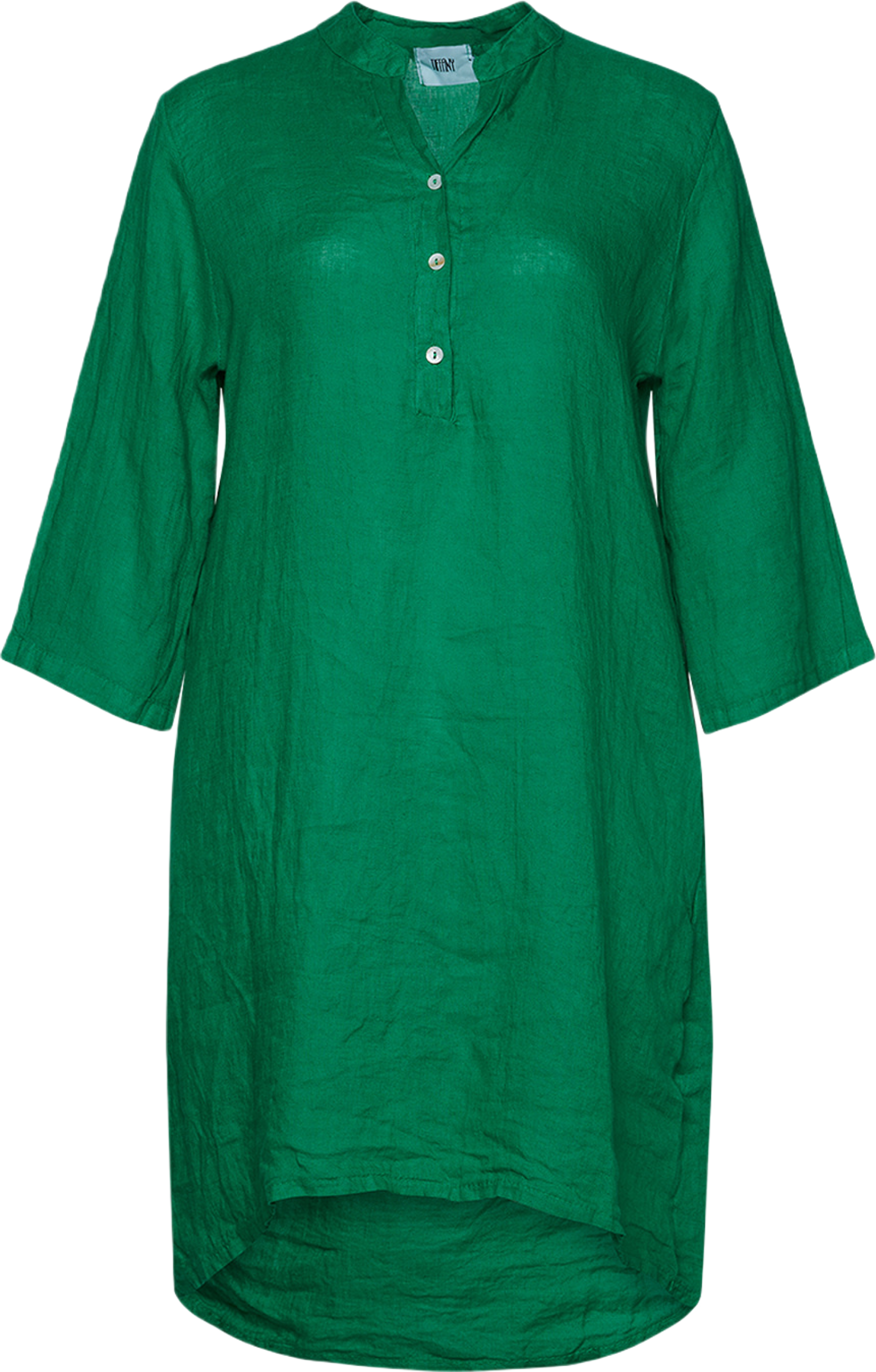 17690p, Shirt Dress With Pocket, Linen - Apple Green
