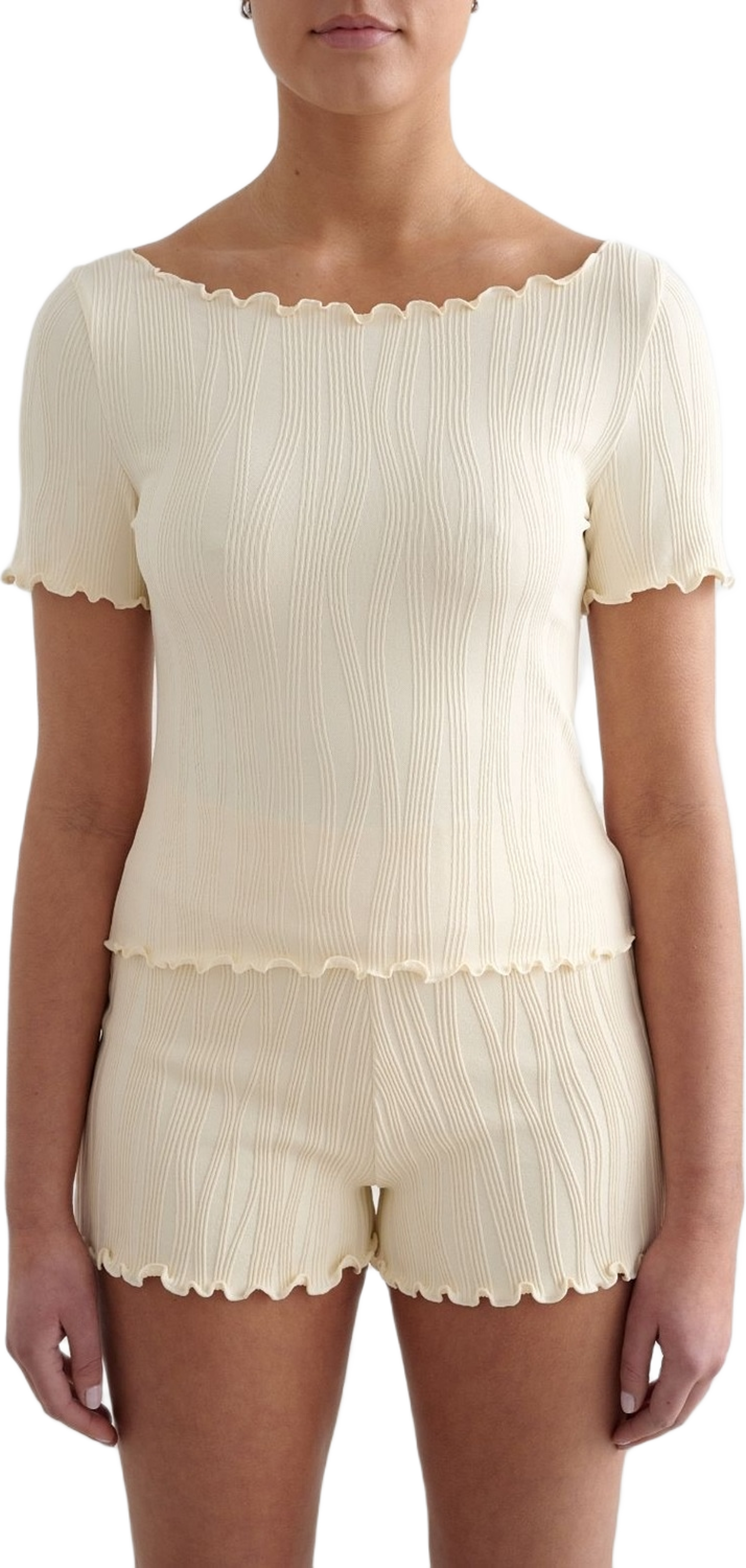 Almond White Tulip Short Sleeve Top