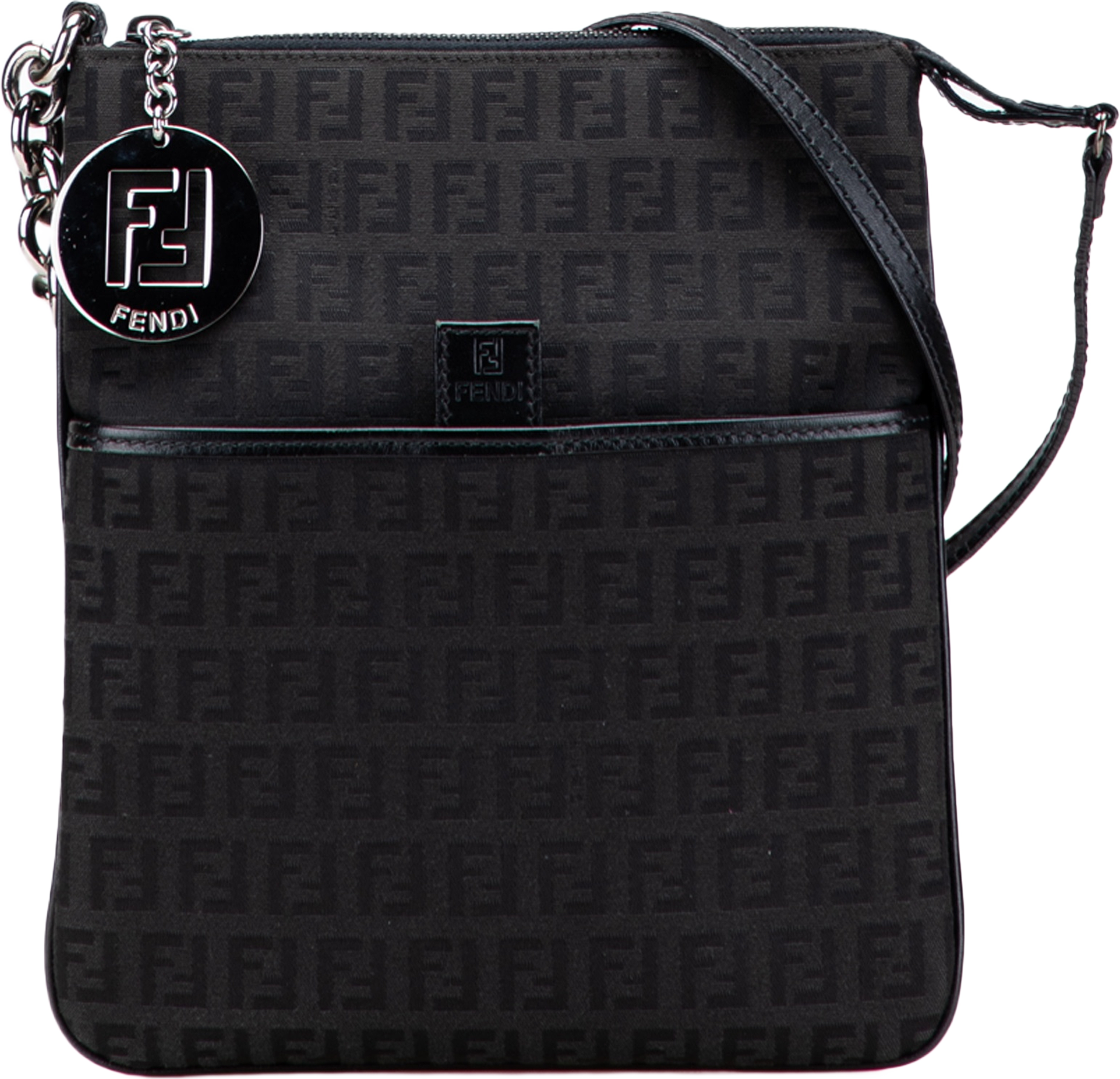 Fendi Zucchino Canvas Crossbody, från Luxclusif, i färgen black. Klicka för att öppna bilden i stort format