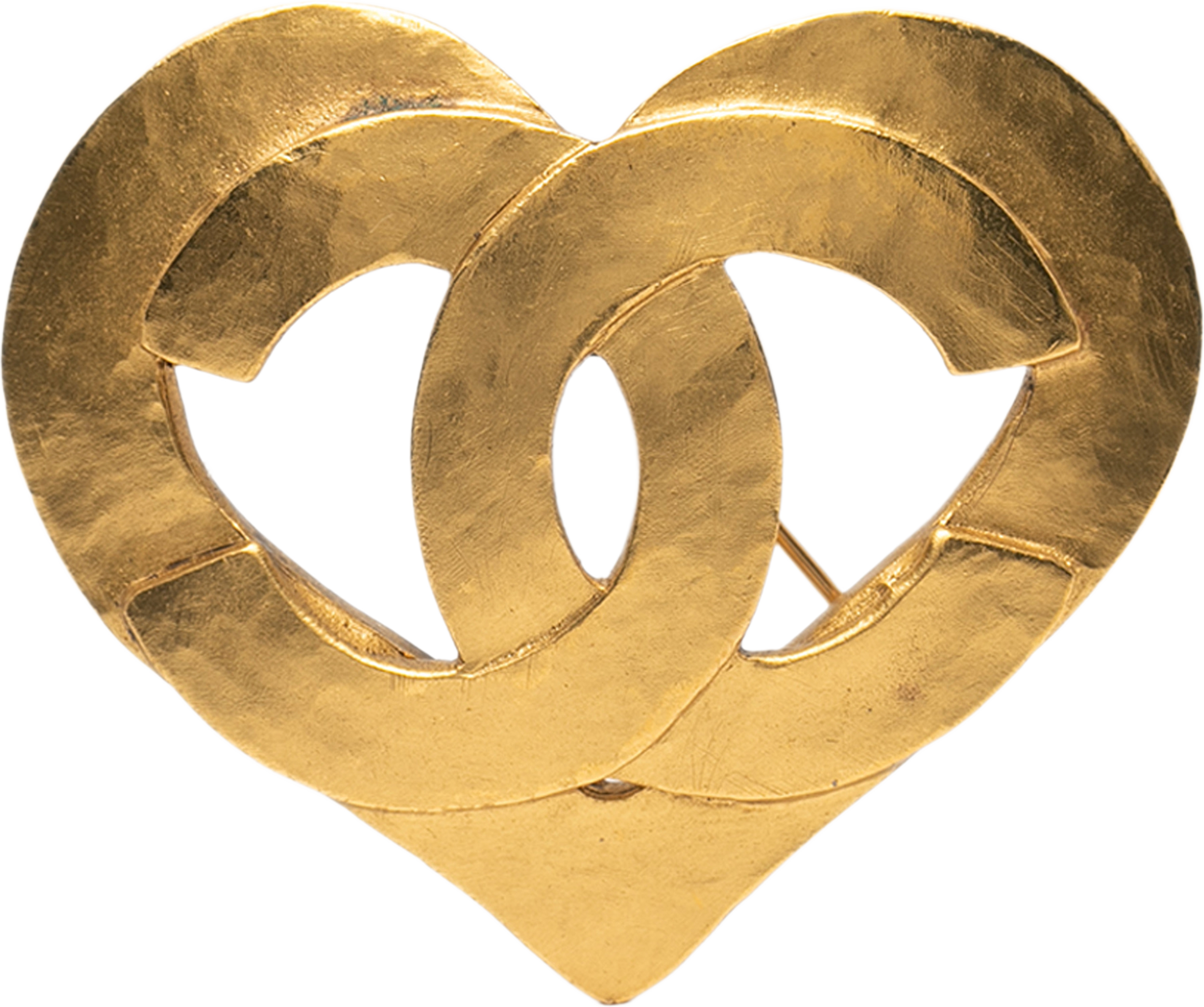 Chanel Gold Plated Cc Heart Brooch, från Luxclusif, i färgen gold. Klicka för att öppna bilden i stort format