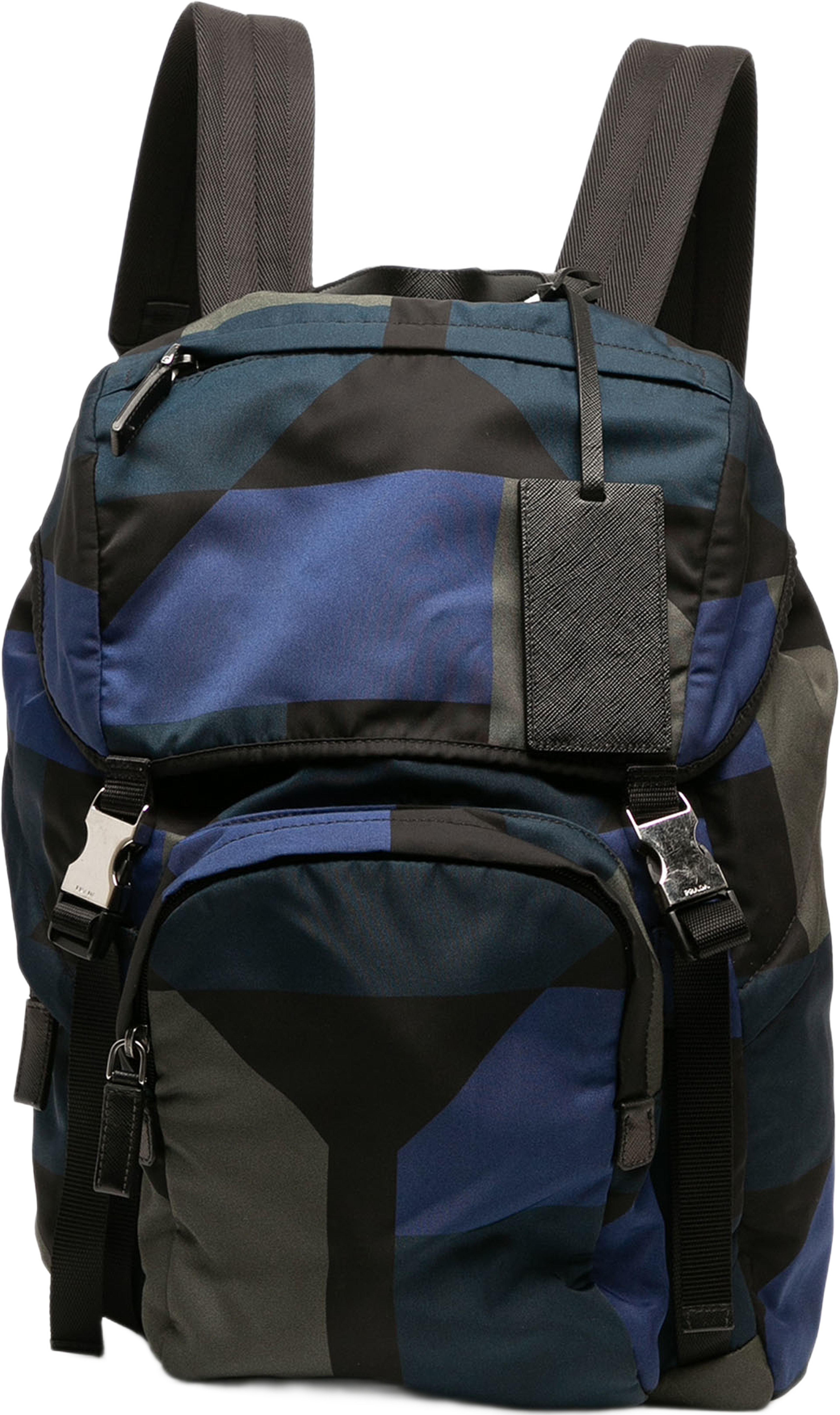 Prada Tessuto Geometric Backpack, från Luxclusif, i färgen svart. Klicka för att öppna bilden i stort format