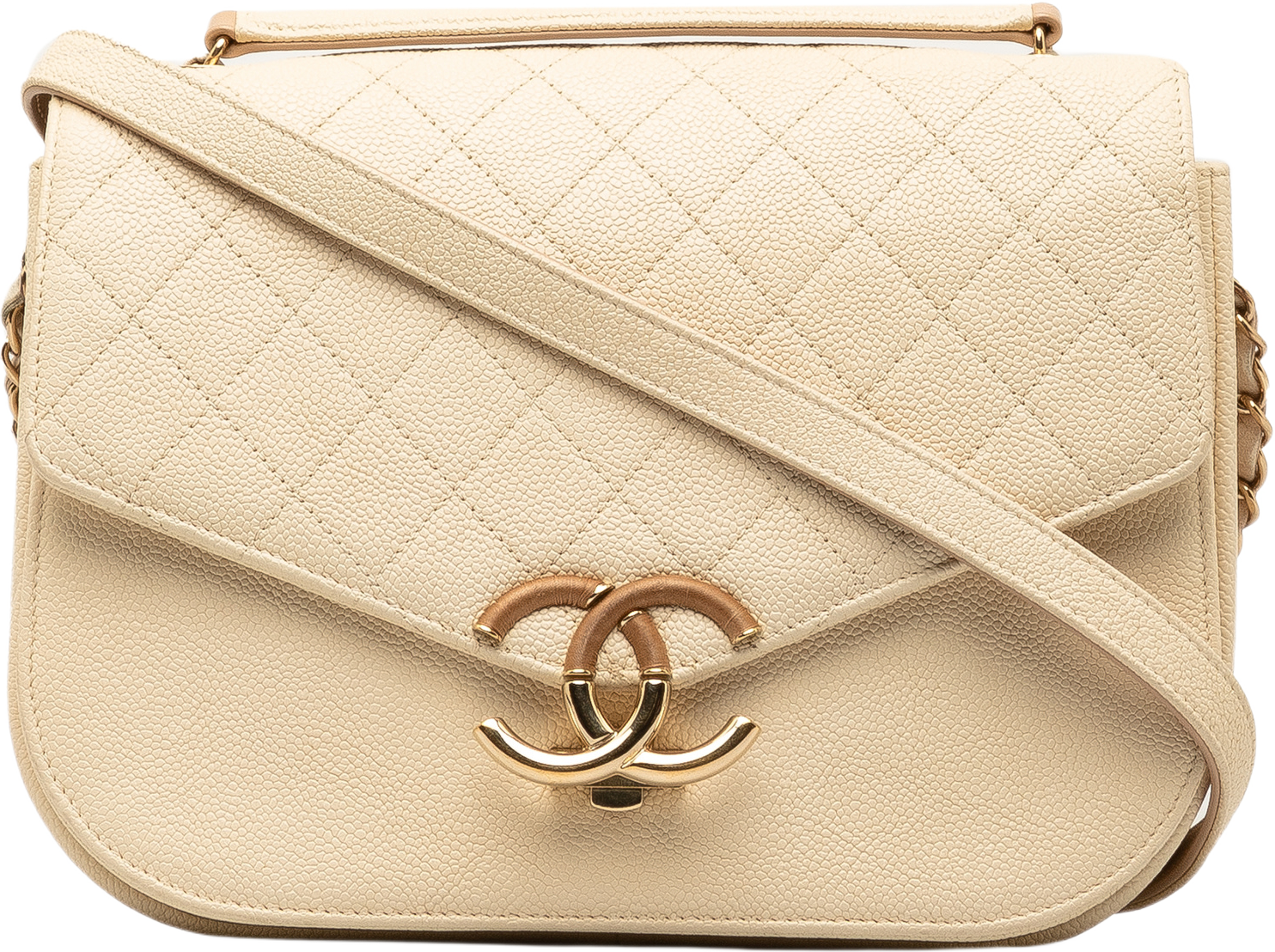Chanel Medium Caviar Paris Cuba Thread Around Flap, från Luxclusif, i färgen light beige. Klicka för att öppna bilden i stort format