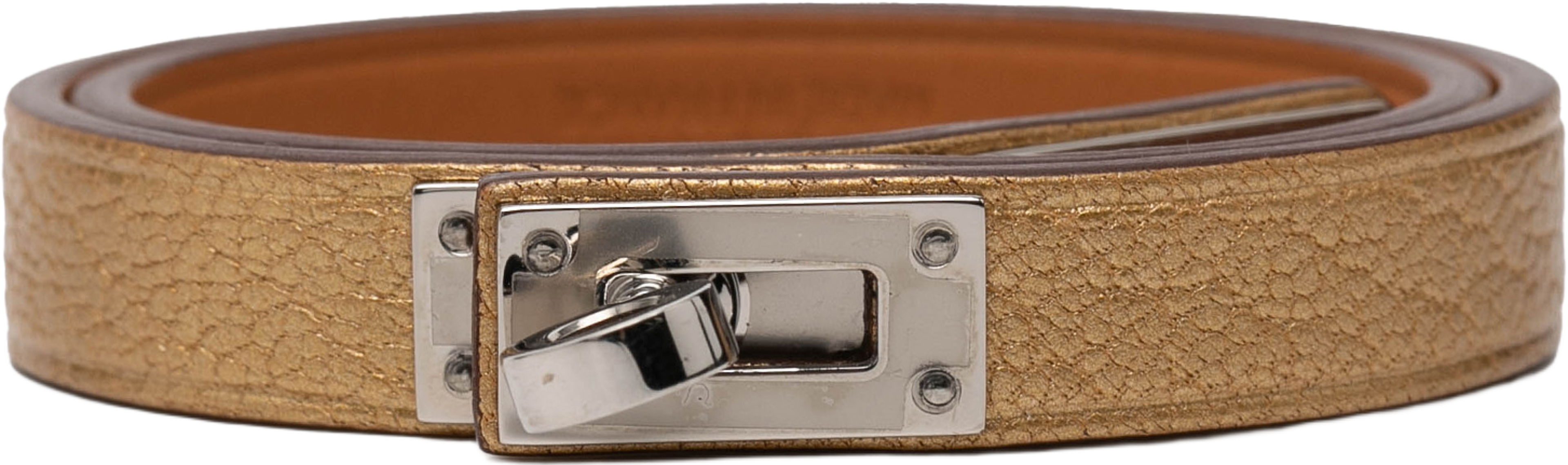 Hermès Chevre Mysore Mini Kelly Double Tour Bracelet T2, från Luxclusif, i färgen gold. Klicka för att öppna bilden i stort format