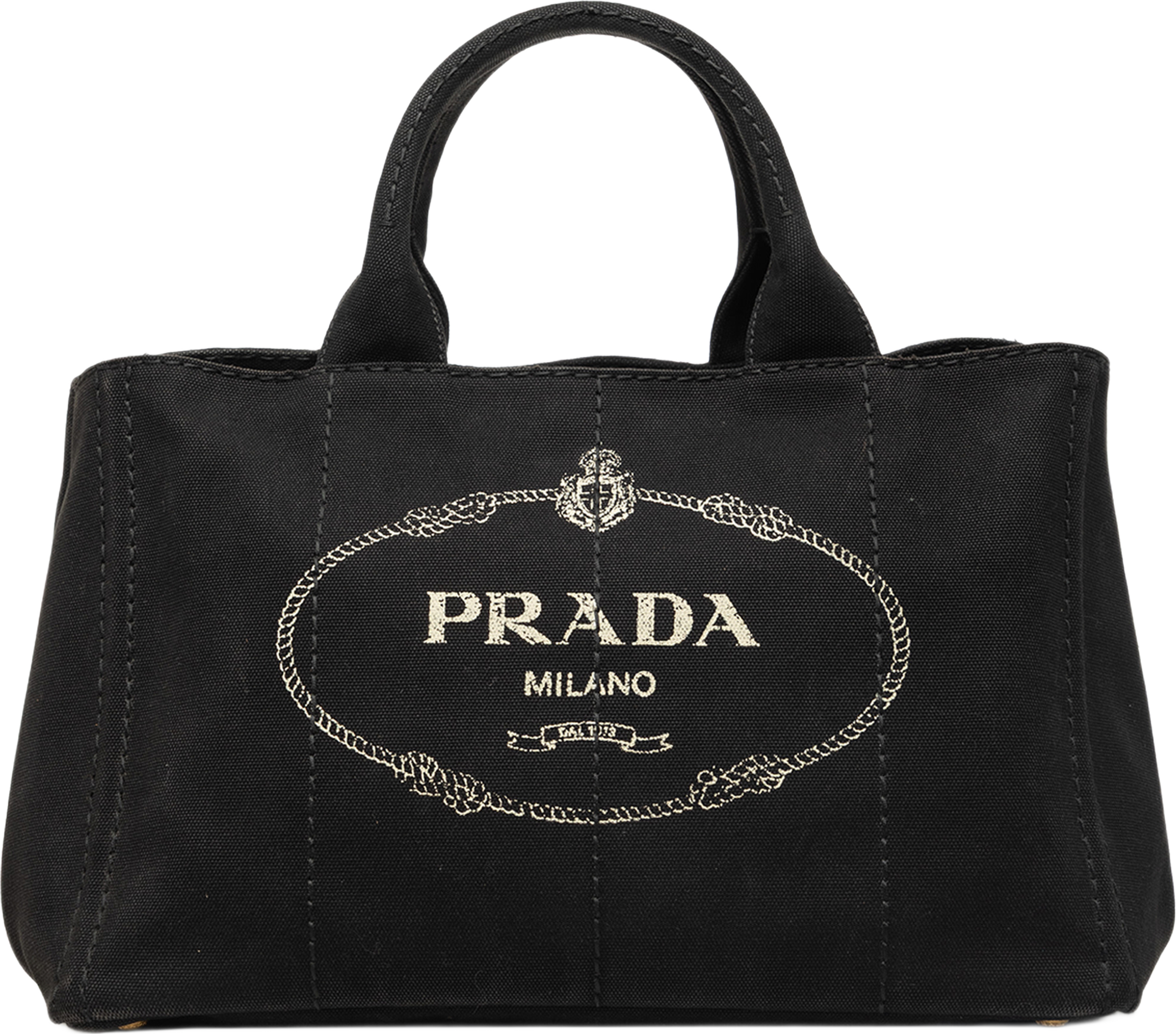 Prada Canvas Canapa Logo Tote, från Luxclusif, i färgen svart. Klicka för att öppna bilden i stort format