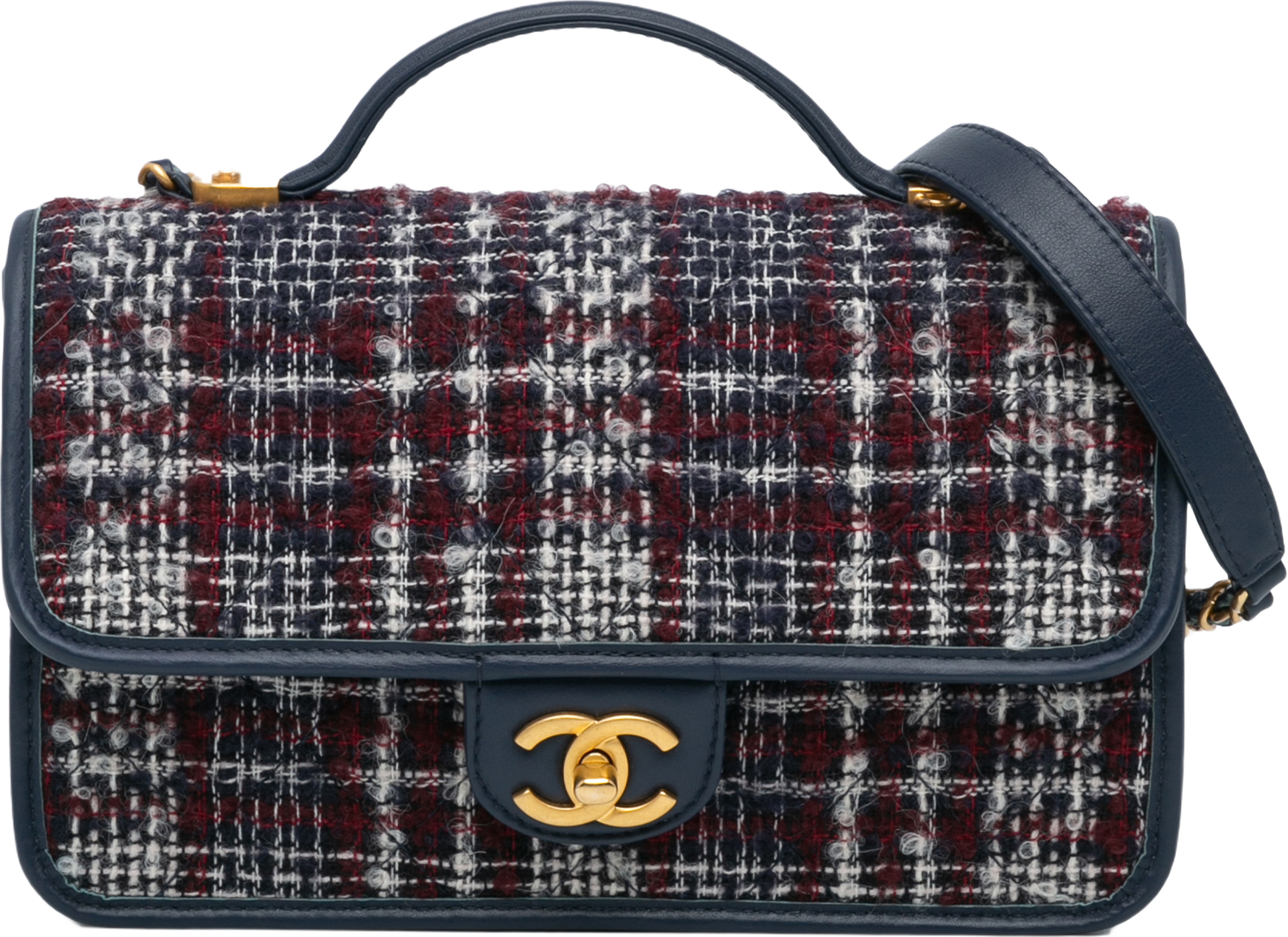 Chanel Small Tweed School Memory Top Handle Flap